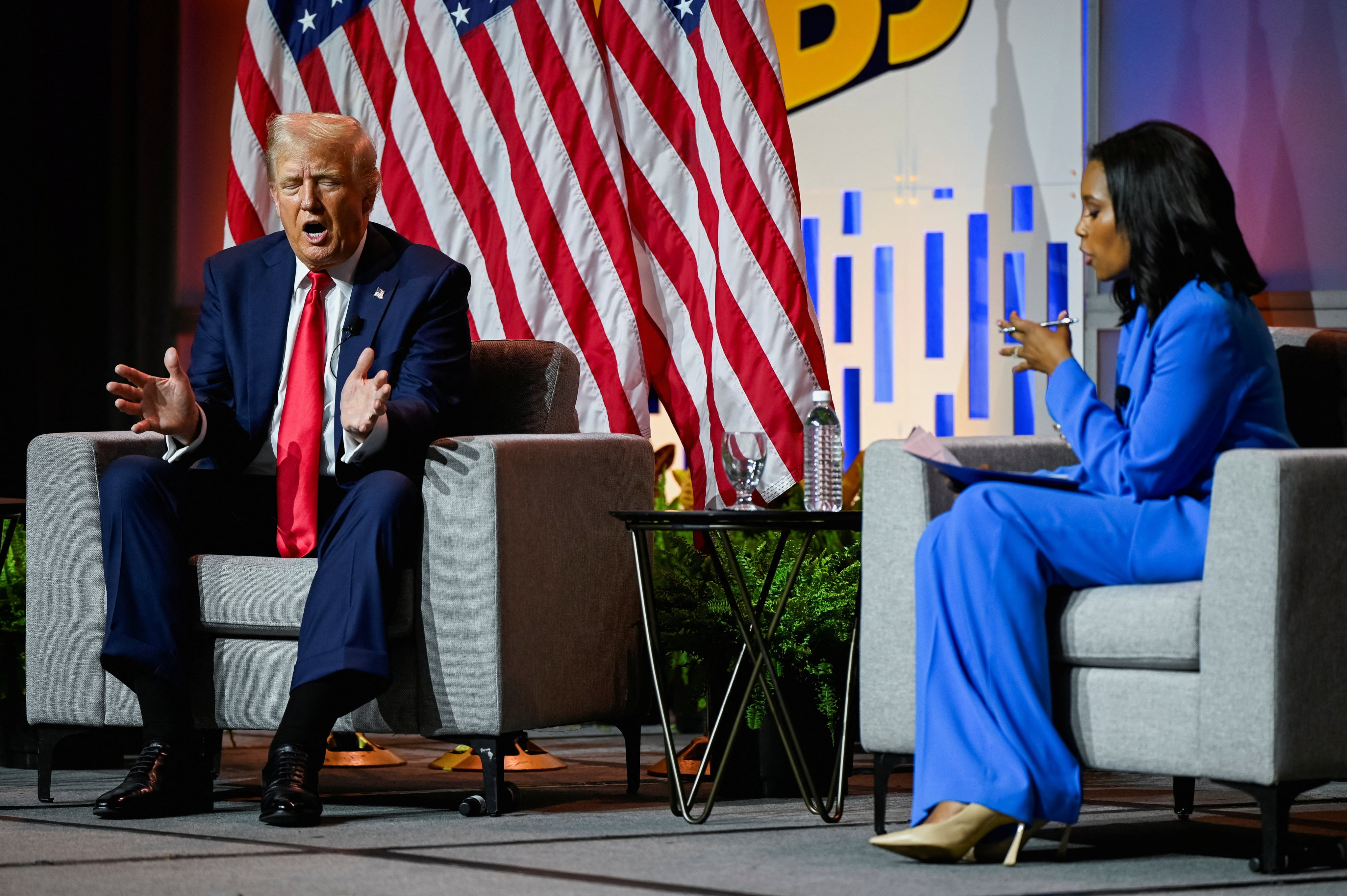 Republican presidential nominee and former US president Donald Trump attends a panel at the National Association of Black Journalists convention in Chicago, Illinois on July 31. Photo: Reuters  

