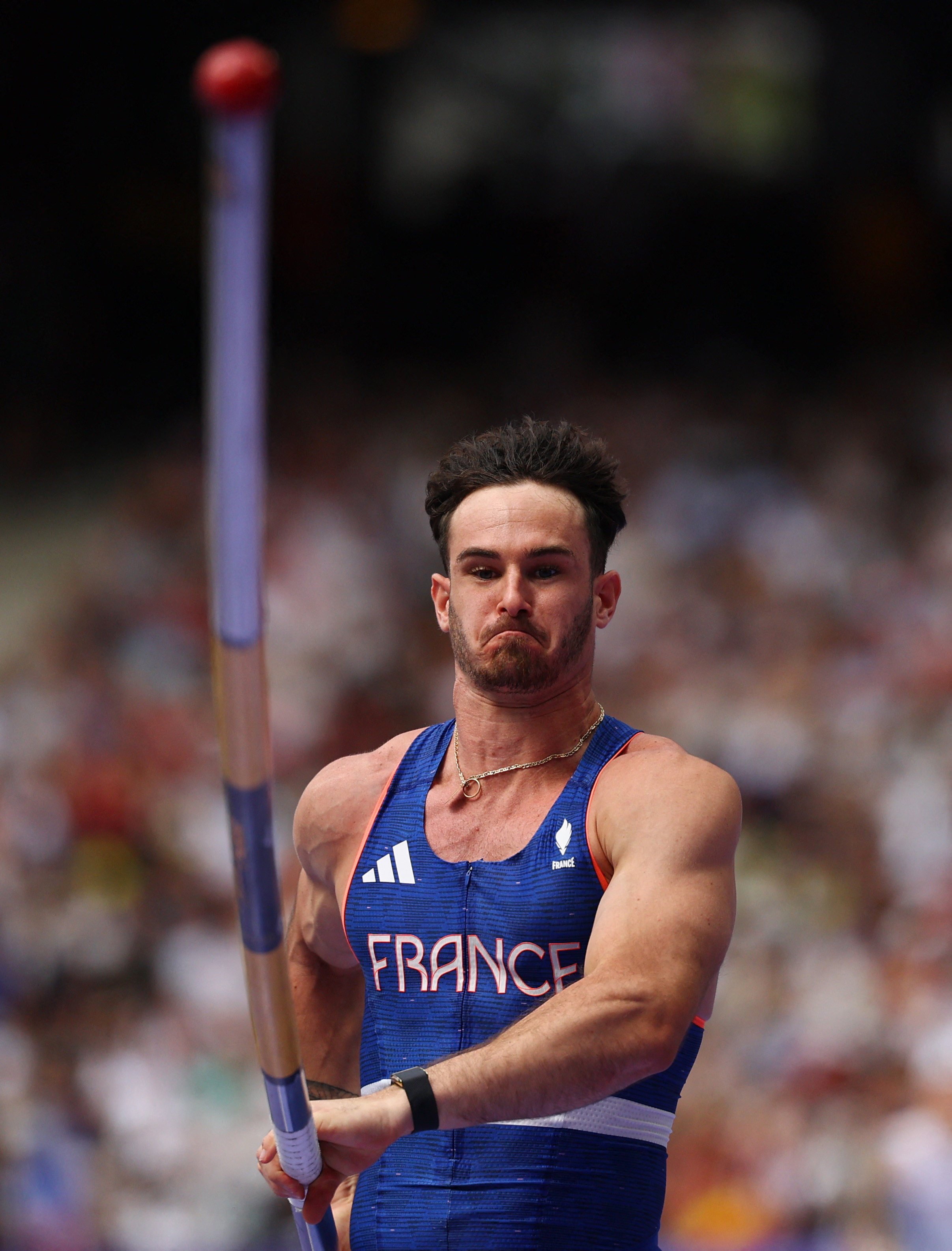 Anthony Ammirati’s run up looked good, but it was a different pole which got in his way at the Paris Olympics. Photo: Reuters