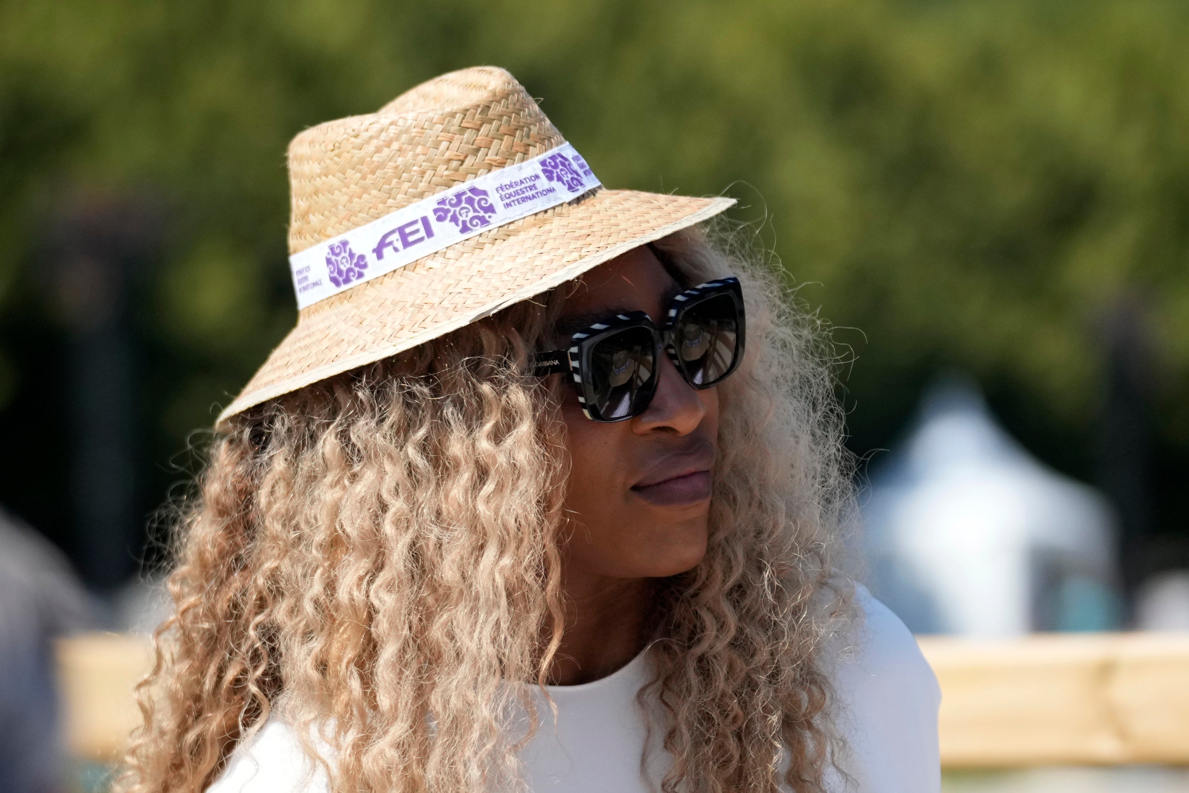 Serena Williams attends an equestrian event in Versailles at the Paris Olympics. Photo: AP