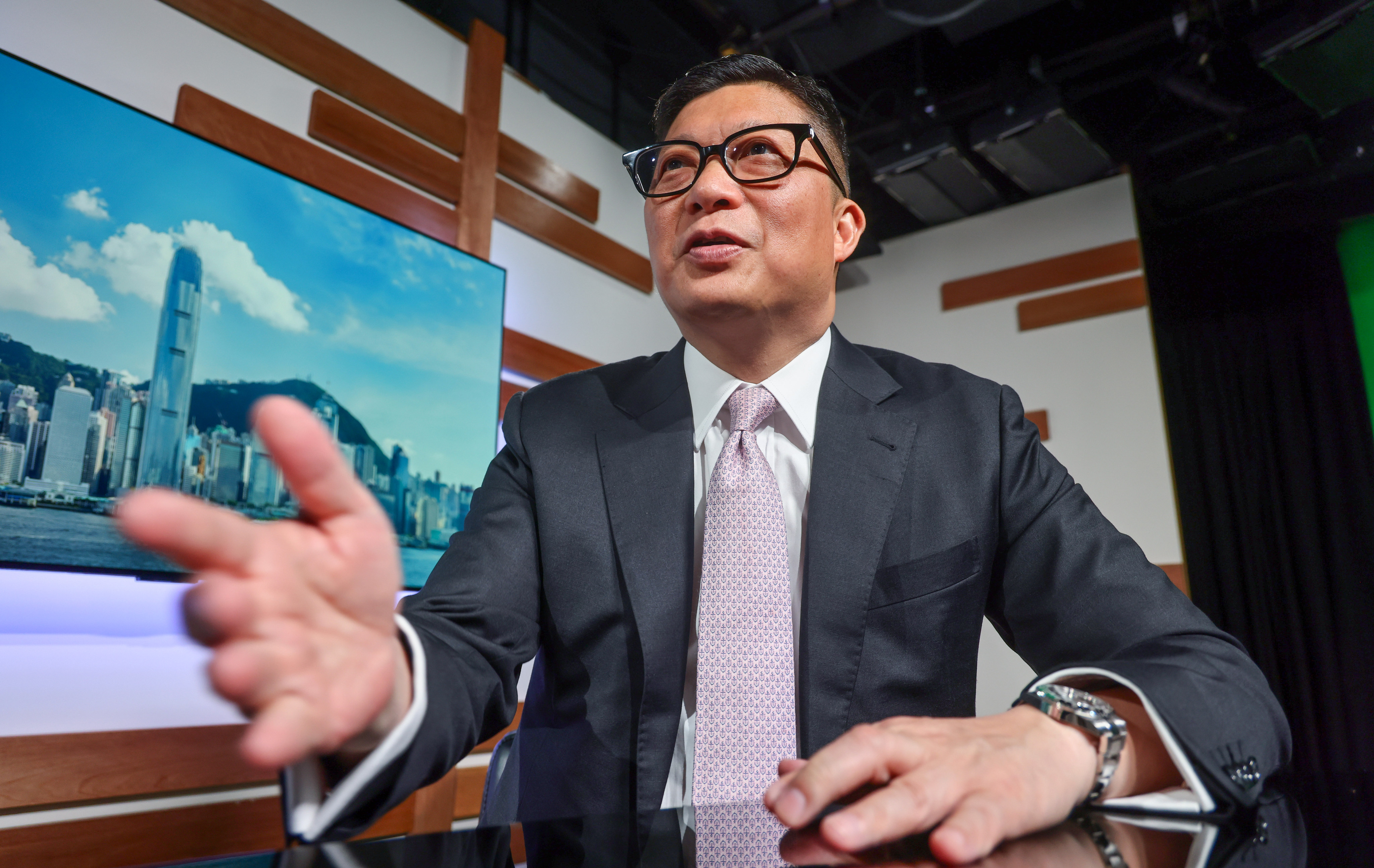 Secretary for Security Chris Tang Ping-keung talks about Hong Kong’s connections with international police forces, at the SCMP offices in Causeway Bay on Juily 25. Photo: Dickson Lee