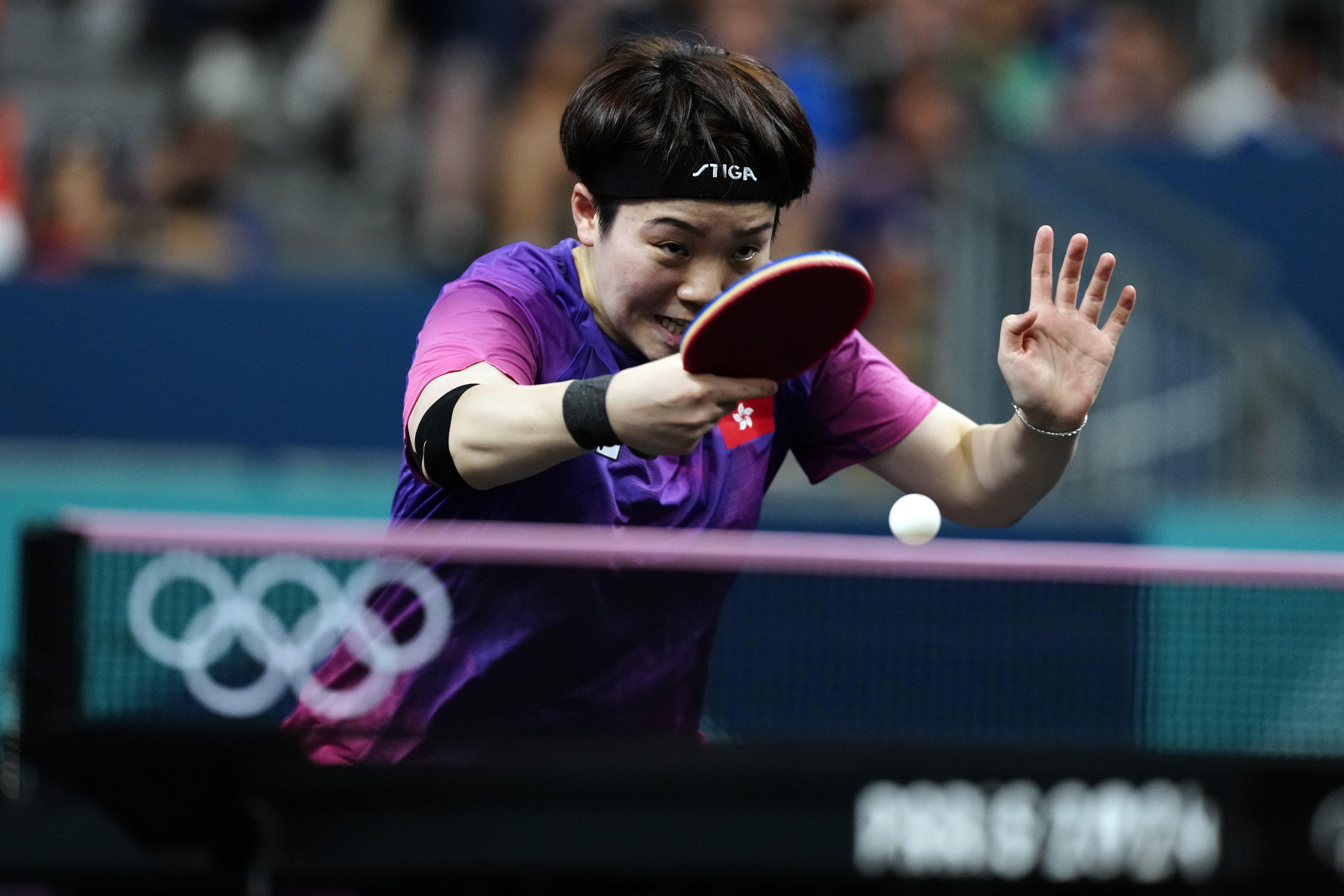 Hong Kong’s Doo Hoi-kem, who had earlier won in the doubles, led 2-0 against Sweden’s Christina Kallberg in their singles tie before losing 3-2. Photo: AP 