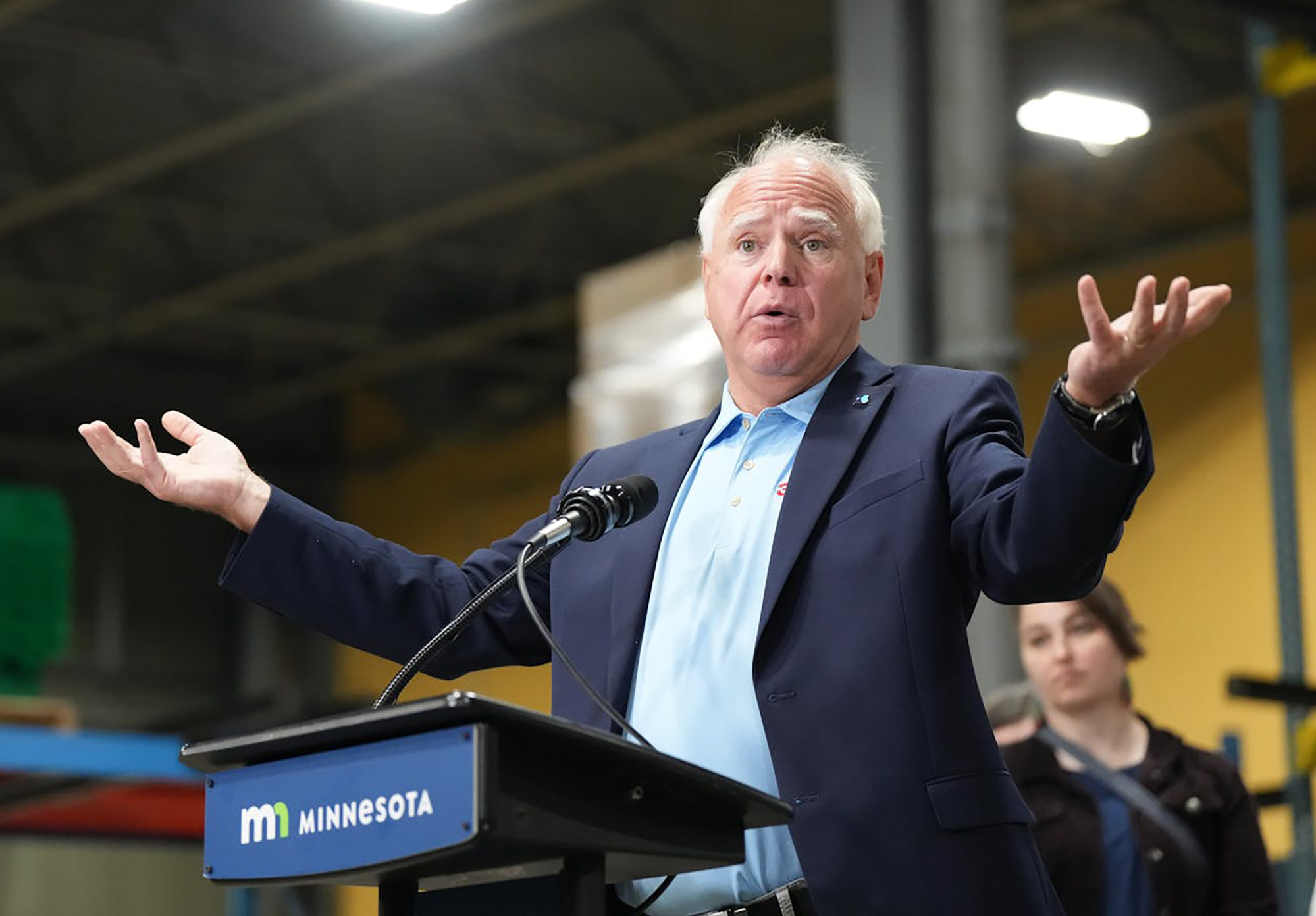 Governor Tim Walz taking questions last month in Minnesota. Photo: Minneapolis Star Tribune/TNS