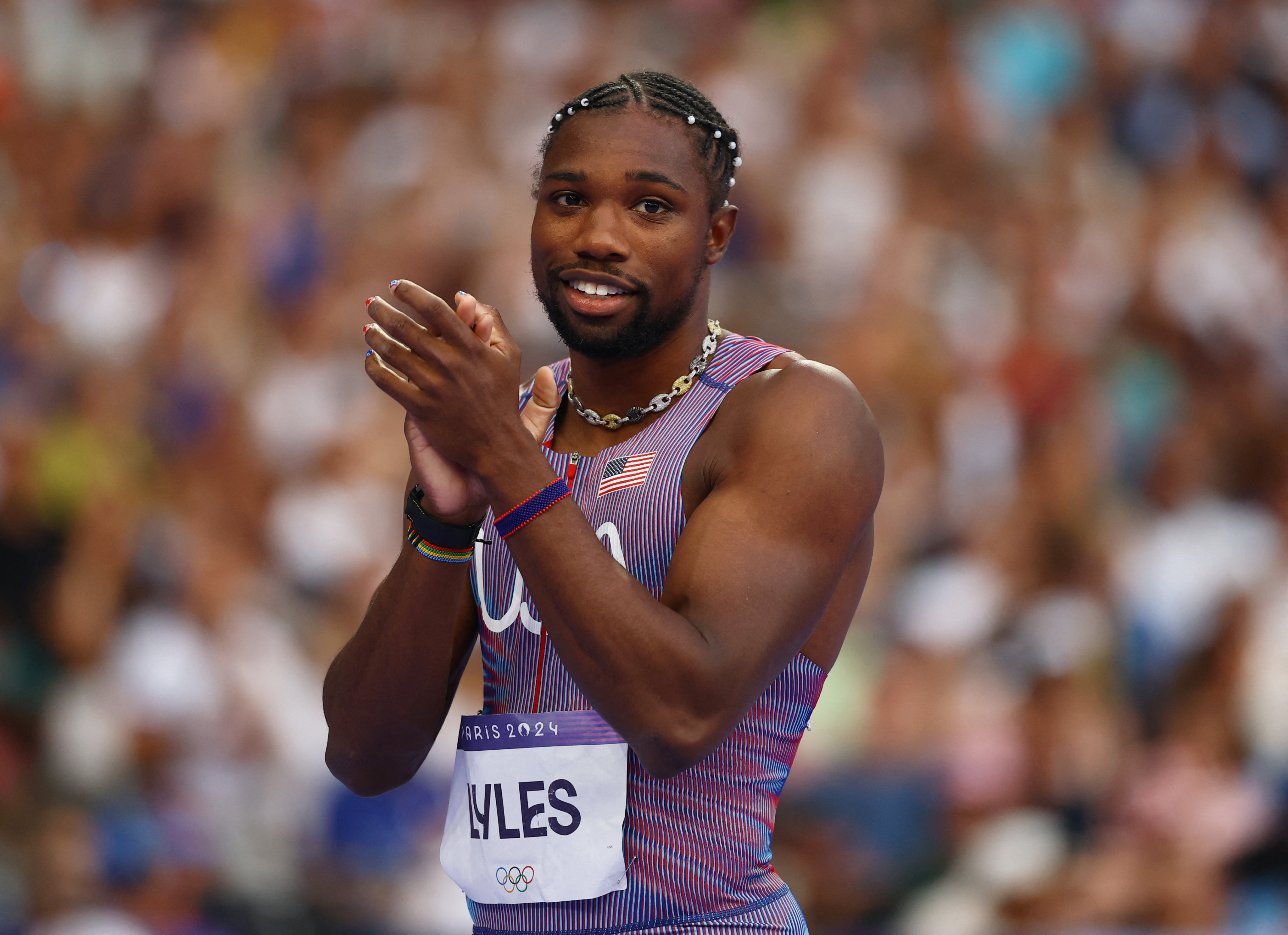 Noah Lyles is seeking more gold to add to that for his 100m triumph with a battle in the 200m to come. Photo: Reuters