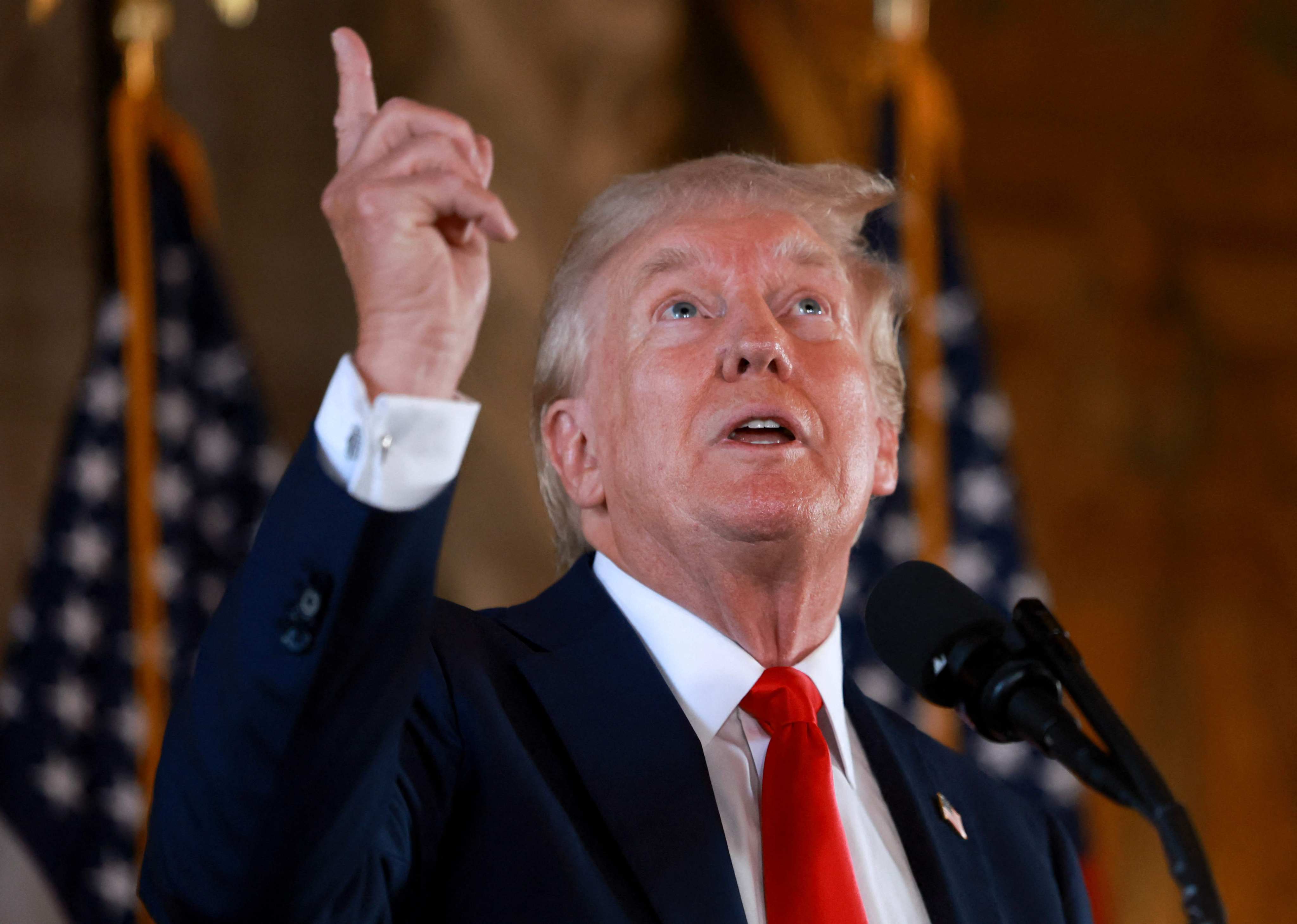 Republican US presidential candidate Donald Trump speaks during a press conference at Mar-a-Lago on Friday. Photo: AFP