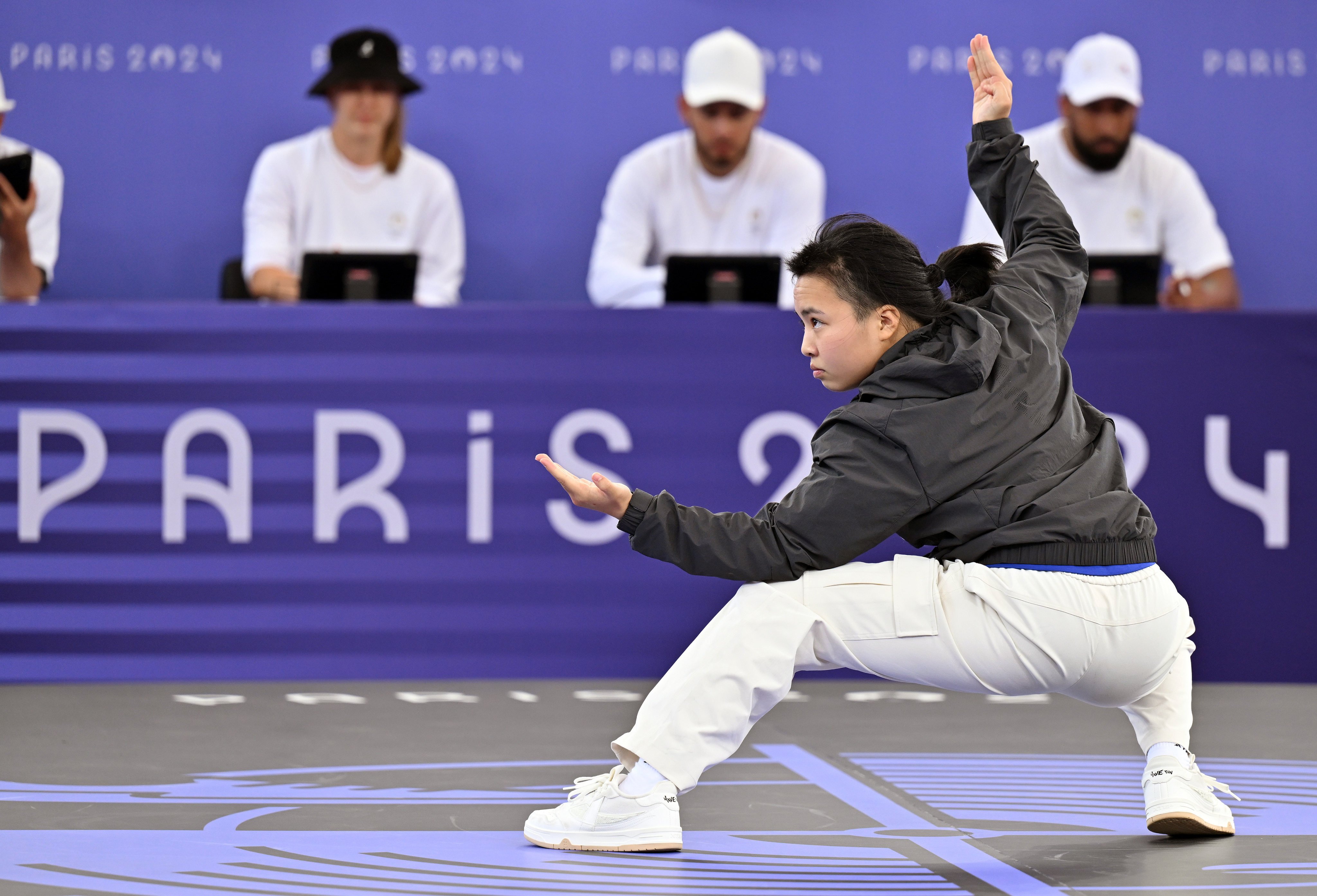 China’s Liu Qingyi, known as B-Girl 671, overcame the Netherlands’ India Sardjoe to claim a breaking bronze medal. Photo: Xinhua