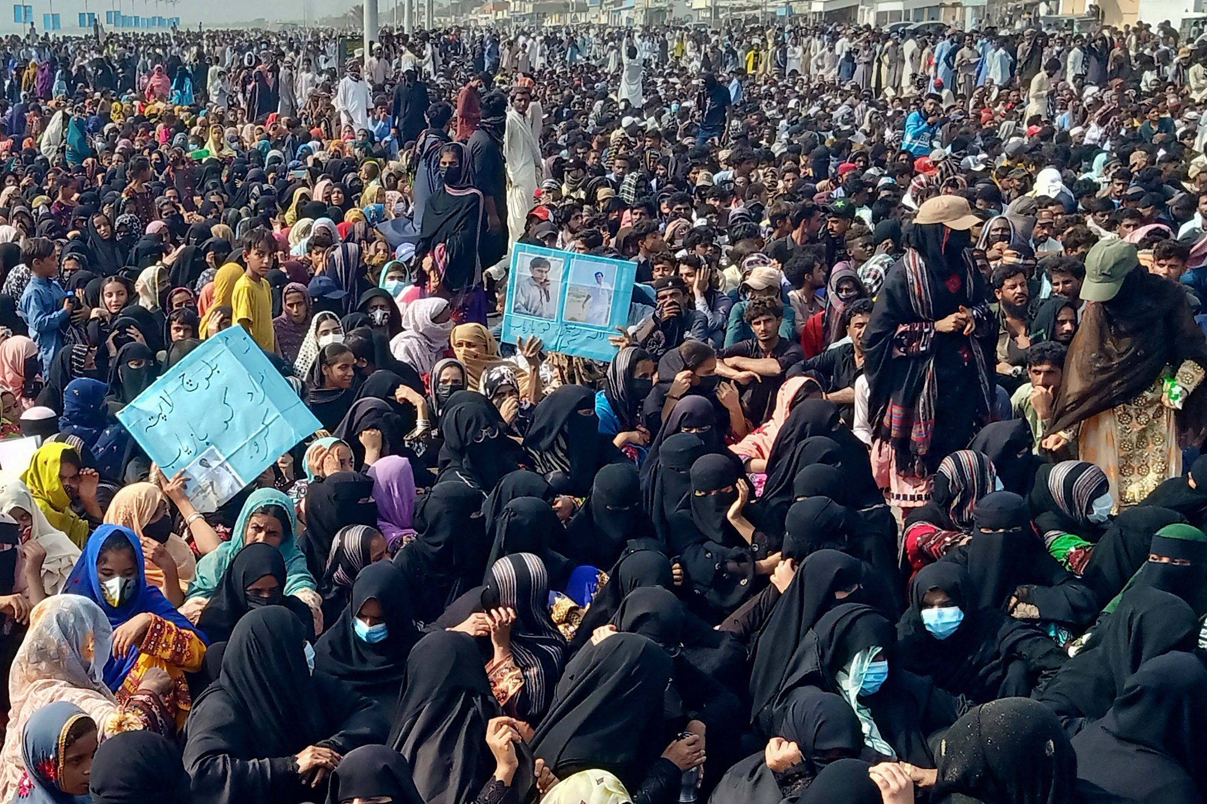 People from Pakistan’s Baloch community take part in a demonstration on July 28 in the city of Gwadar, home to a Chinese-funded port project. Photo: AFP