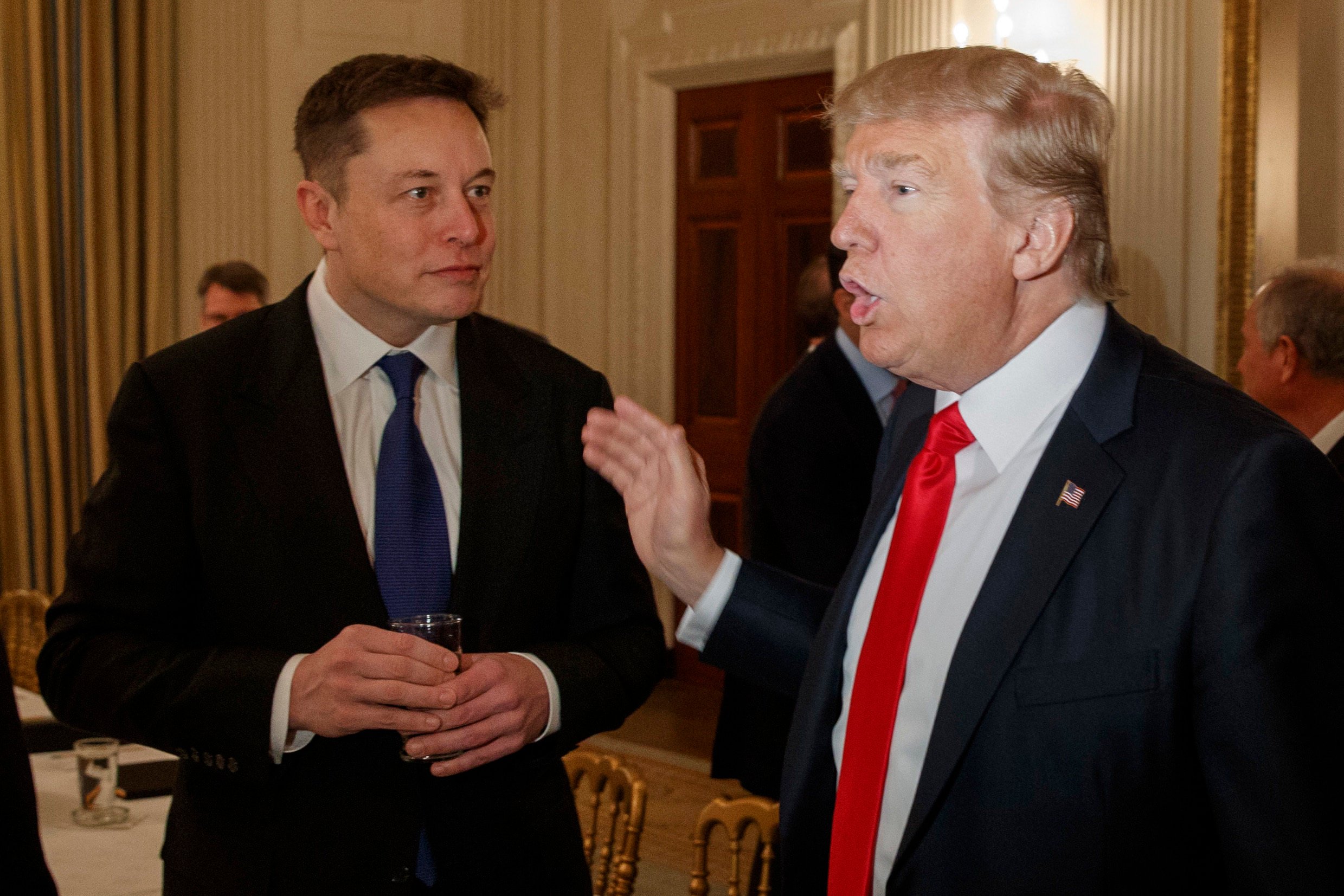 Donald Trump with Tesla CEO Elon Musk (left) in Washington in 2017. Photo: AP