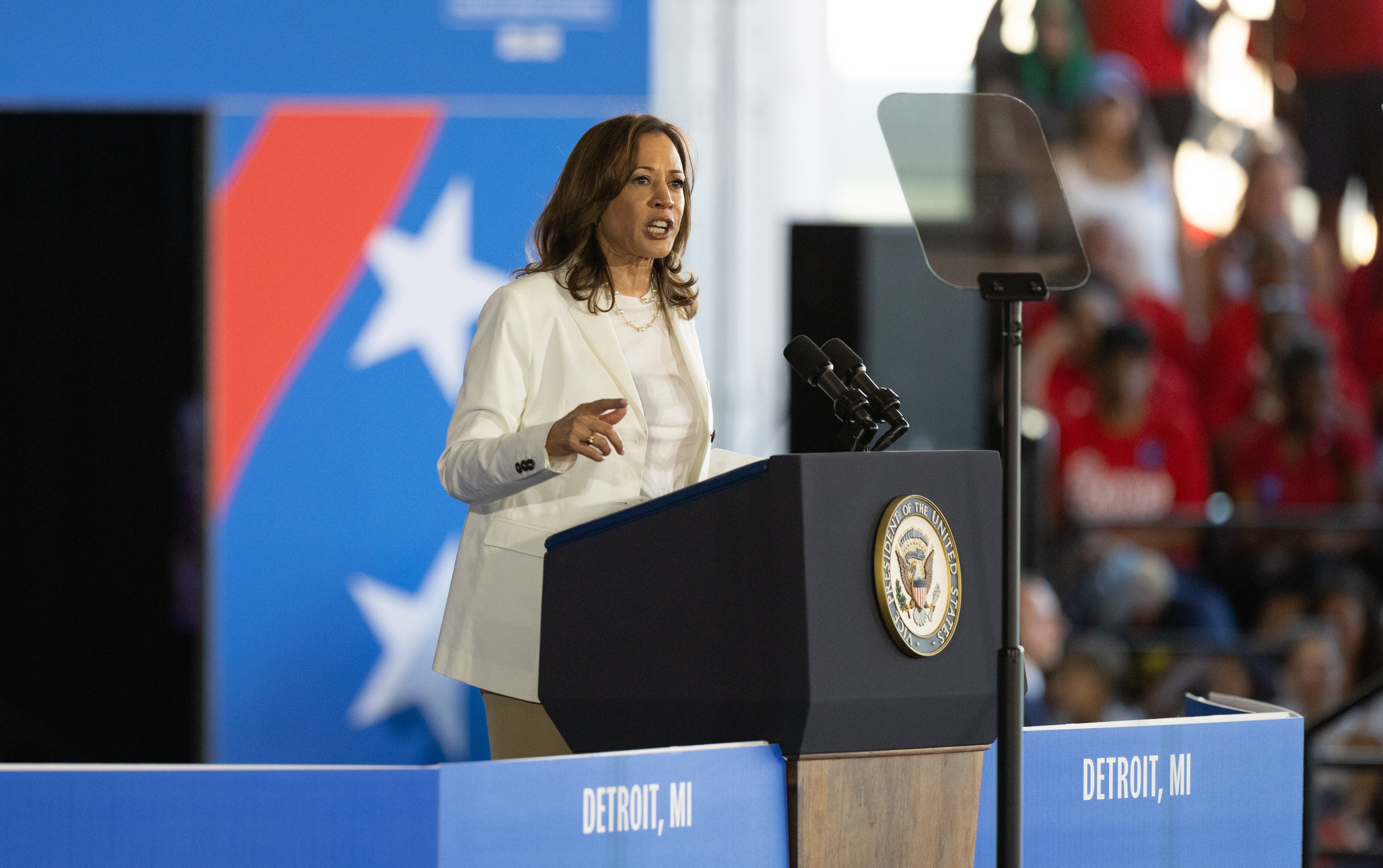 US Vice-President Kamala Harris, the Democratic Party’s presidential candidate, speaks at a campaign rally outside Detroit, Michigan, on Wednesday. Trade has so far been rarely raised as a campaign issue. Photo: Xinhua