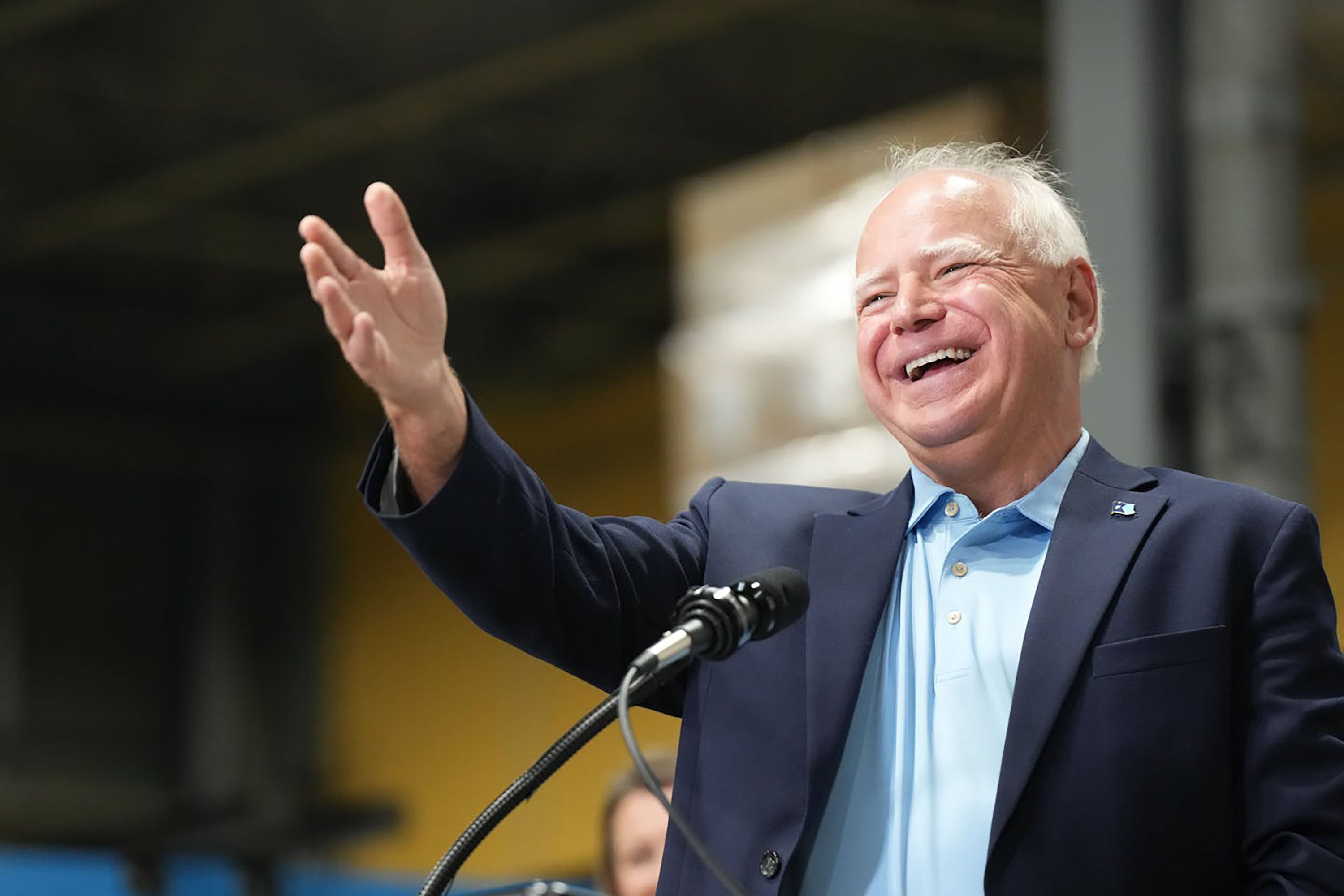 Minnesota Governor Tim Walz takes questions on speculation that he is under consideration as vice presidential running mate for Kamala Harris on July 23, 2024, in New Hope, Minnesota. Photo: TNS