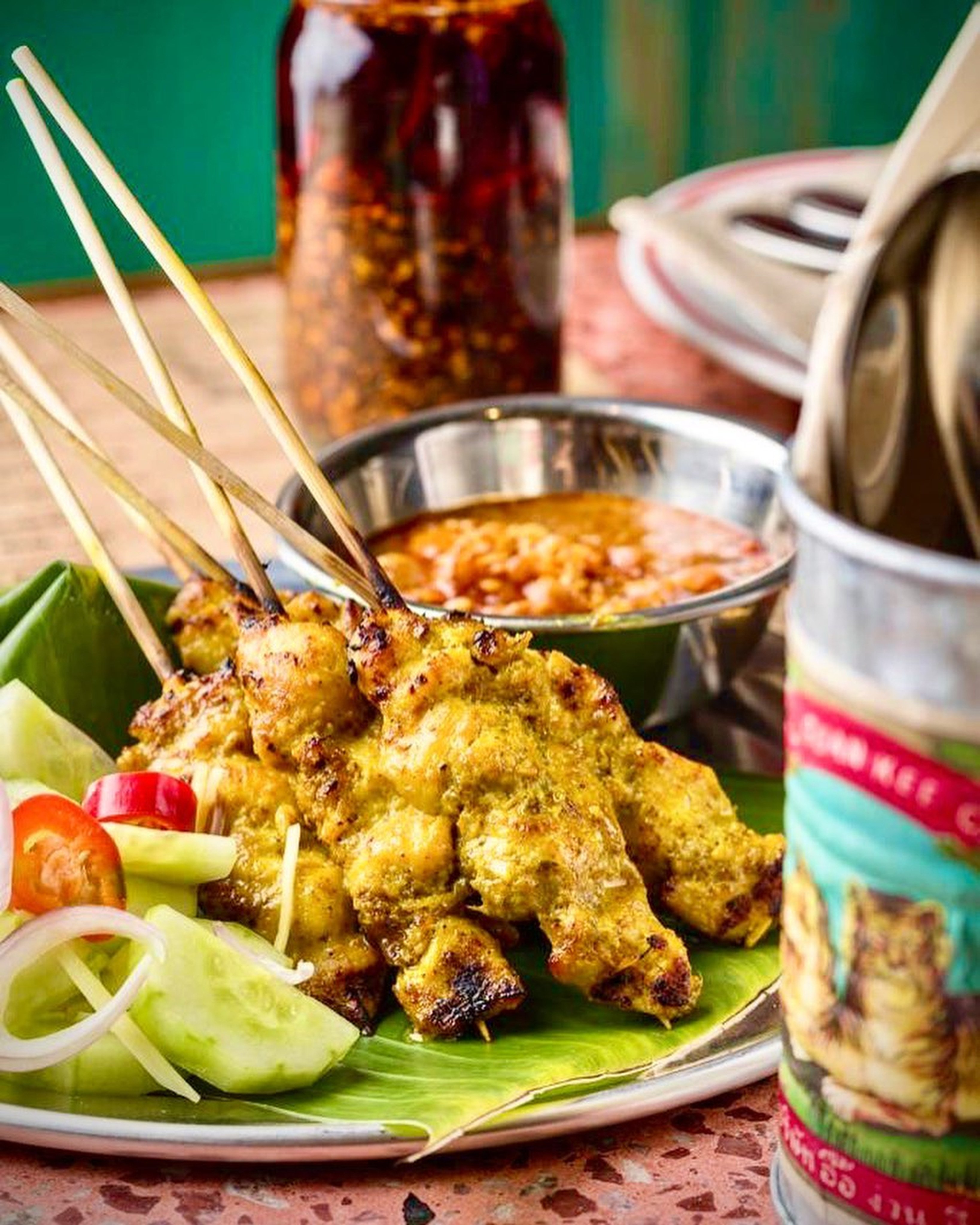 Grilled chicken satay served with cucumber relish and spicy peanut sauce at Samsen. Photo: Facebook/Samsen