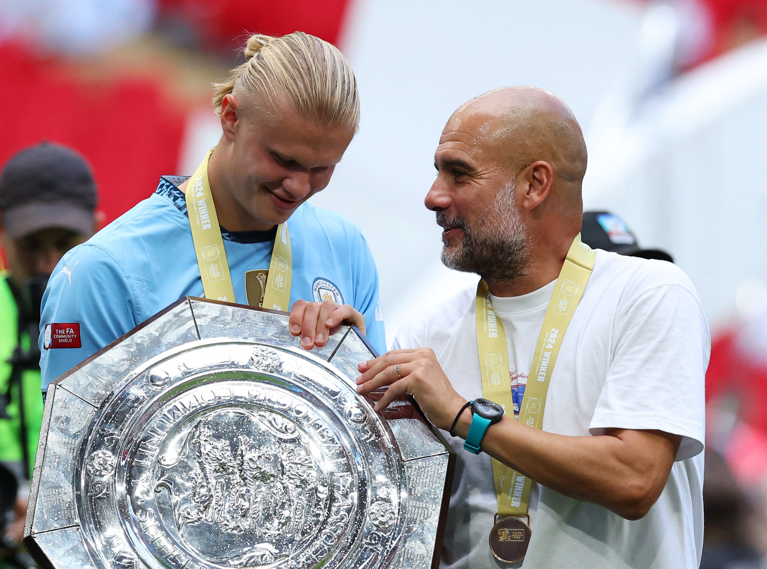 Erling Haaland (left) is the most expensive player in FPL history as most managers look to emulate the success of Manchester City boss Pep Guardiola. Photo: Reuters