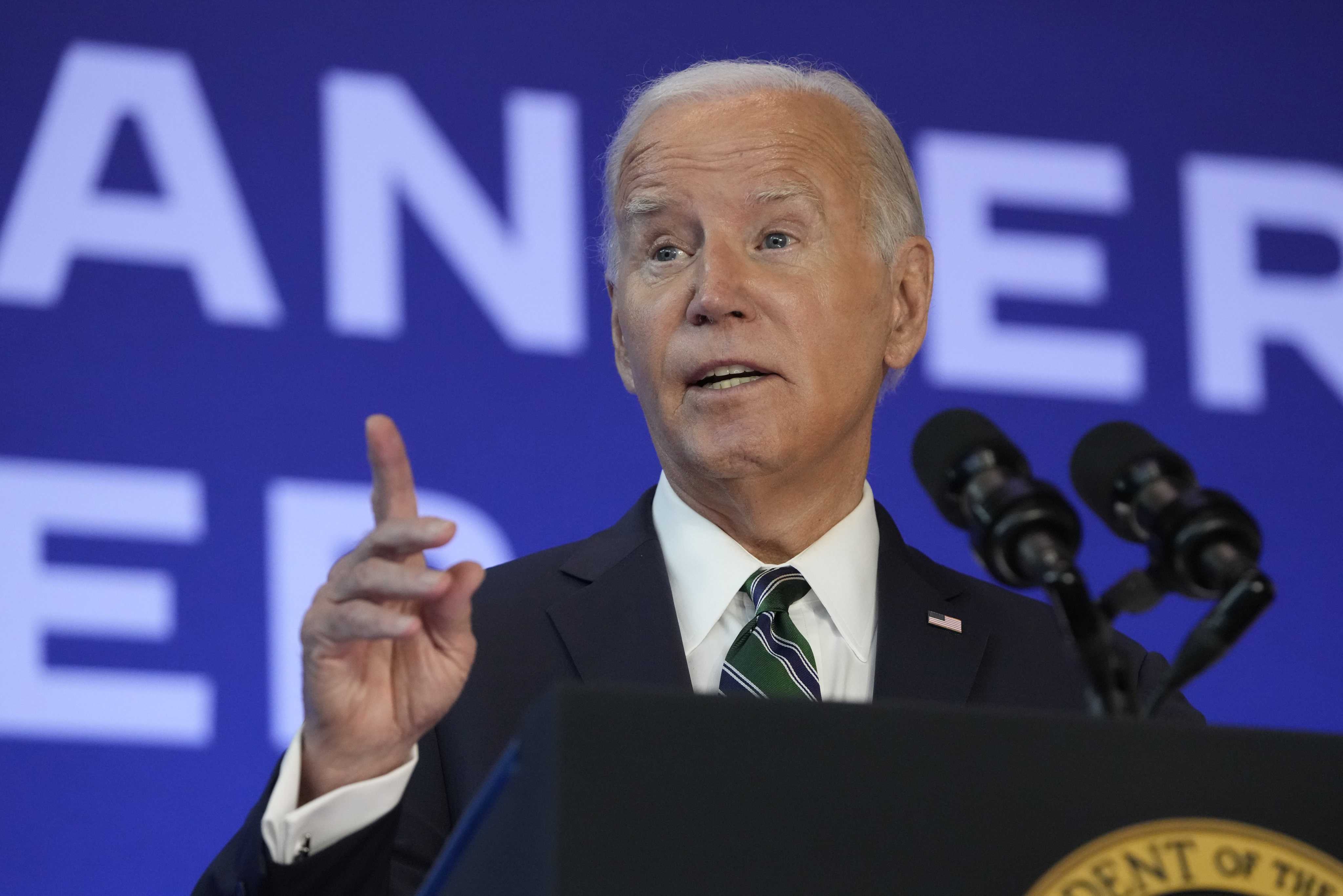 PUS resident Joe Biden speaks at Tulane University in New Orleans on Tuesday. Photo: AP