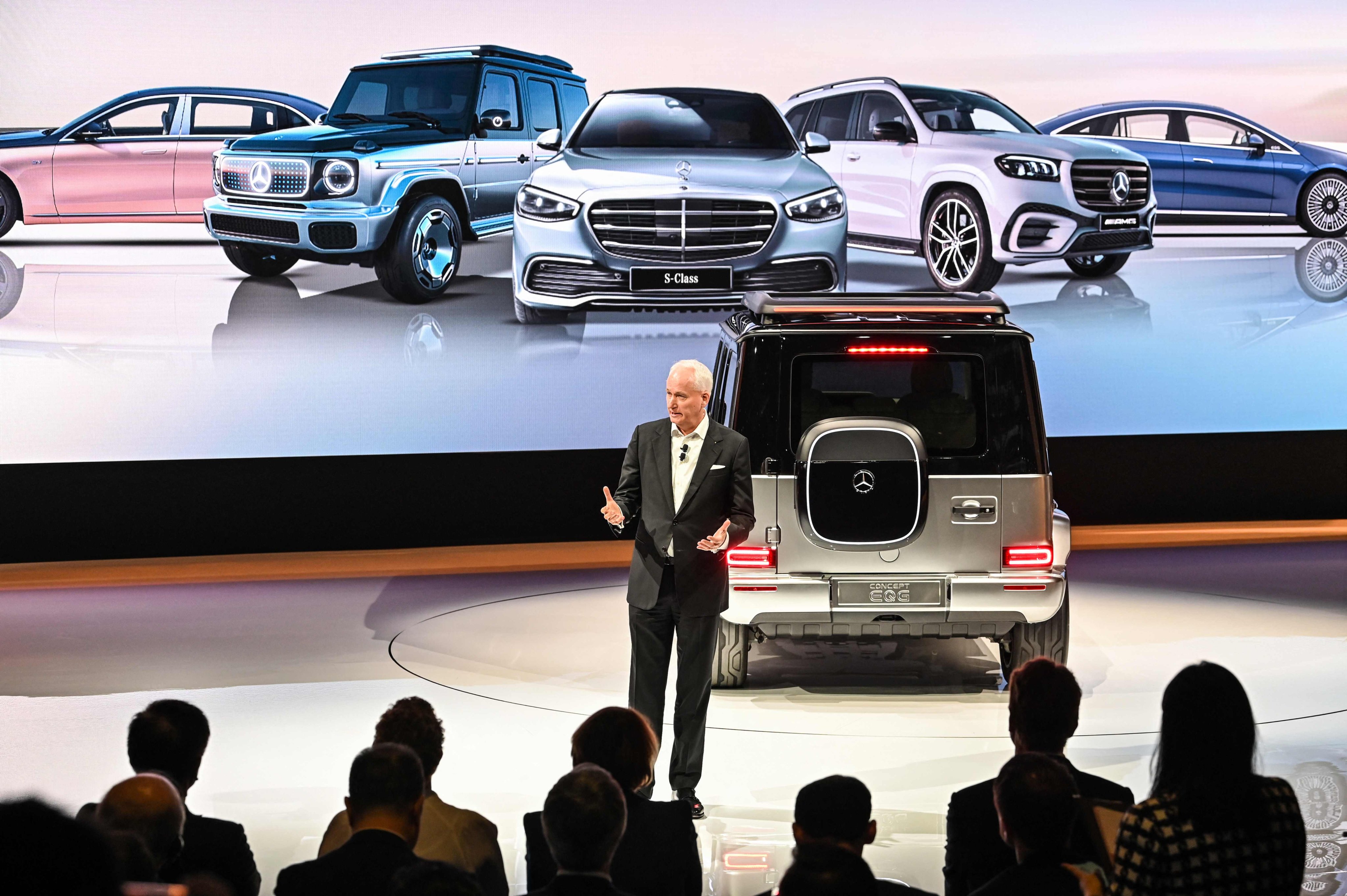 A Mercedes-Benz presentation at the Shanghai International Automobile Industry Exhibition, April 18, 2023. Photo: AFP