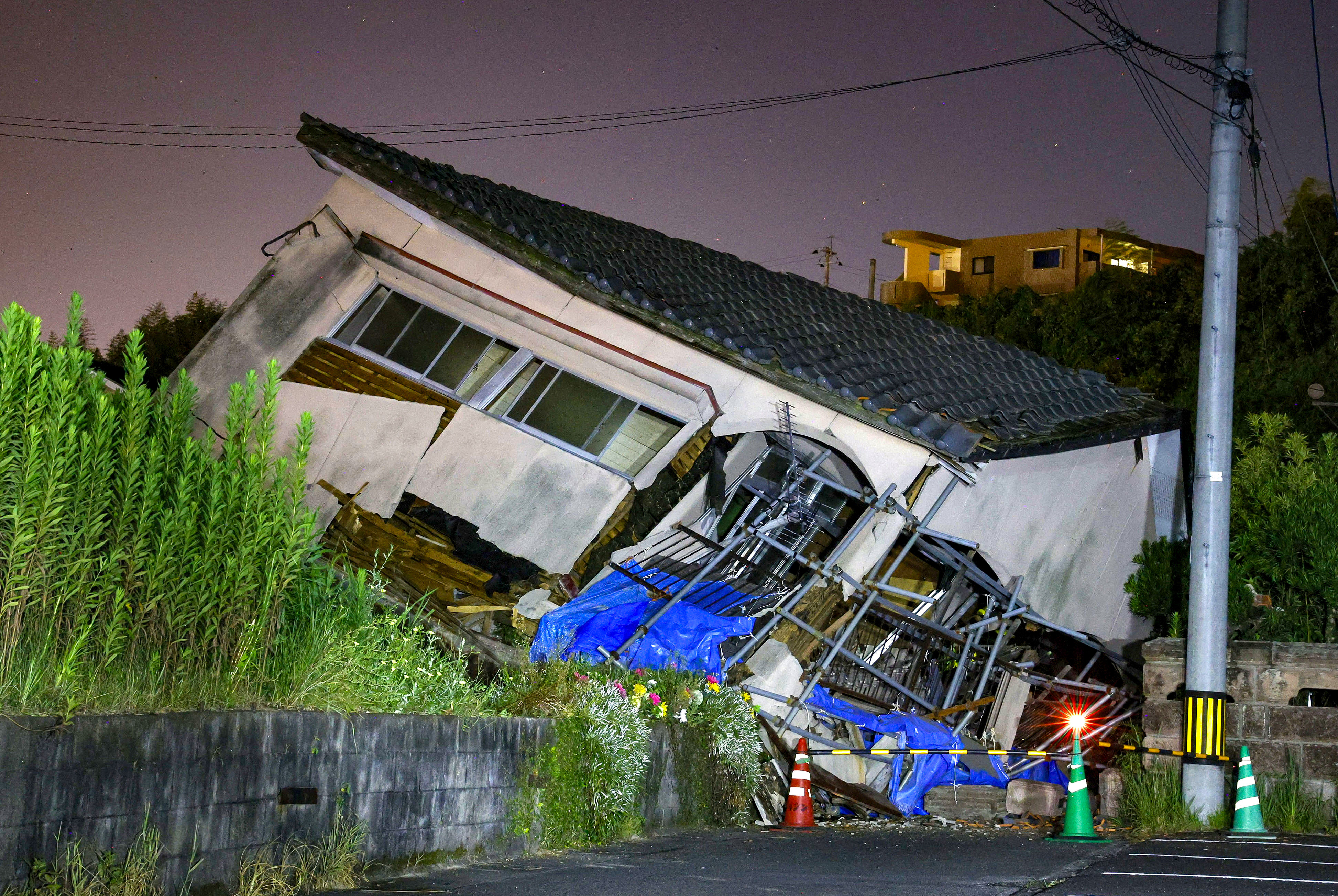 Damage from the earthquake in Japan last week was not widespread but the threat from a megaquake originating in the Nankai Trough remains. Photo: Kyodo