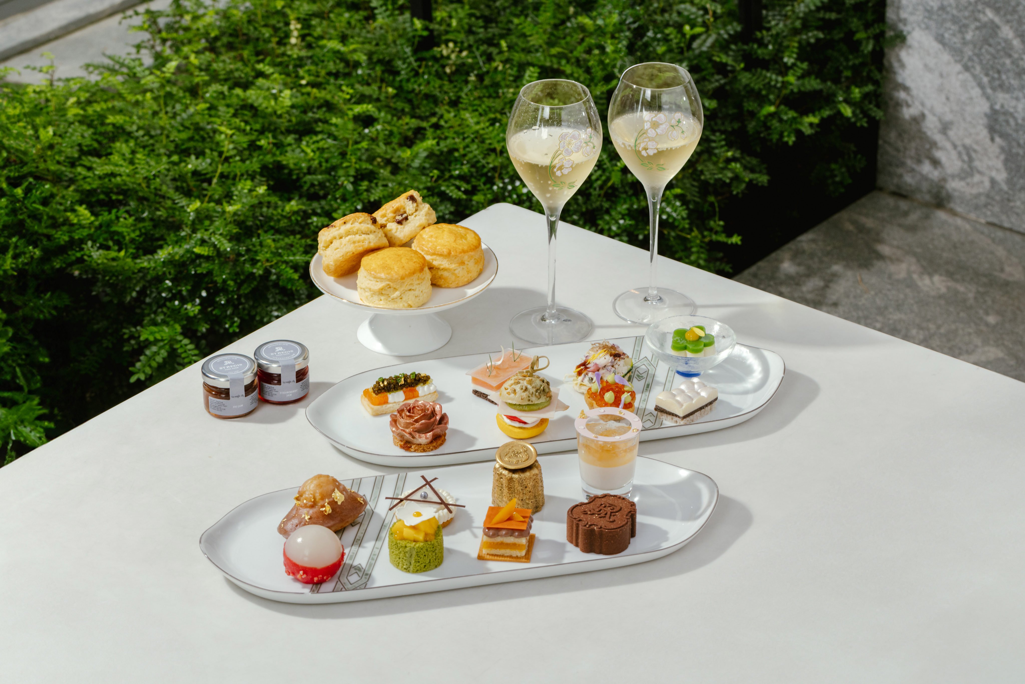 The afternoon tea set at The Drawing Room in collaboration with champagne house Perrier-Jouët. Photo: The St Regis Hong Kong