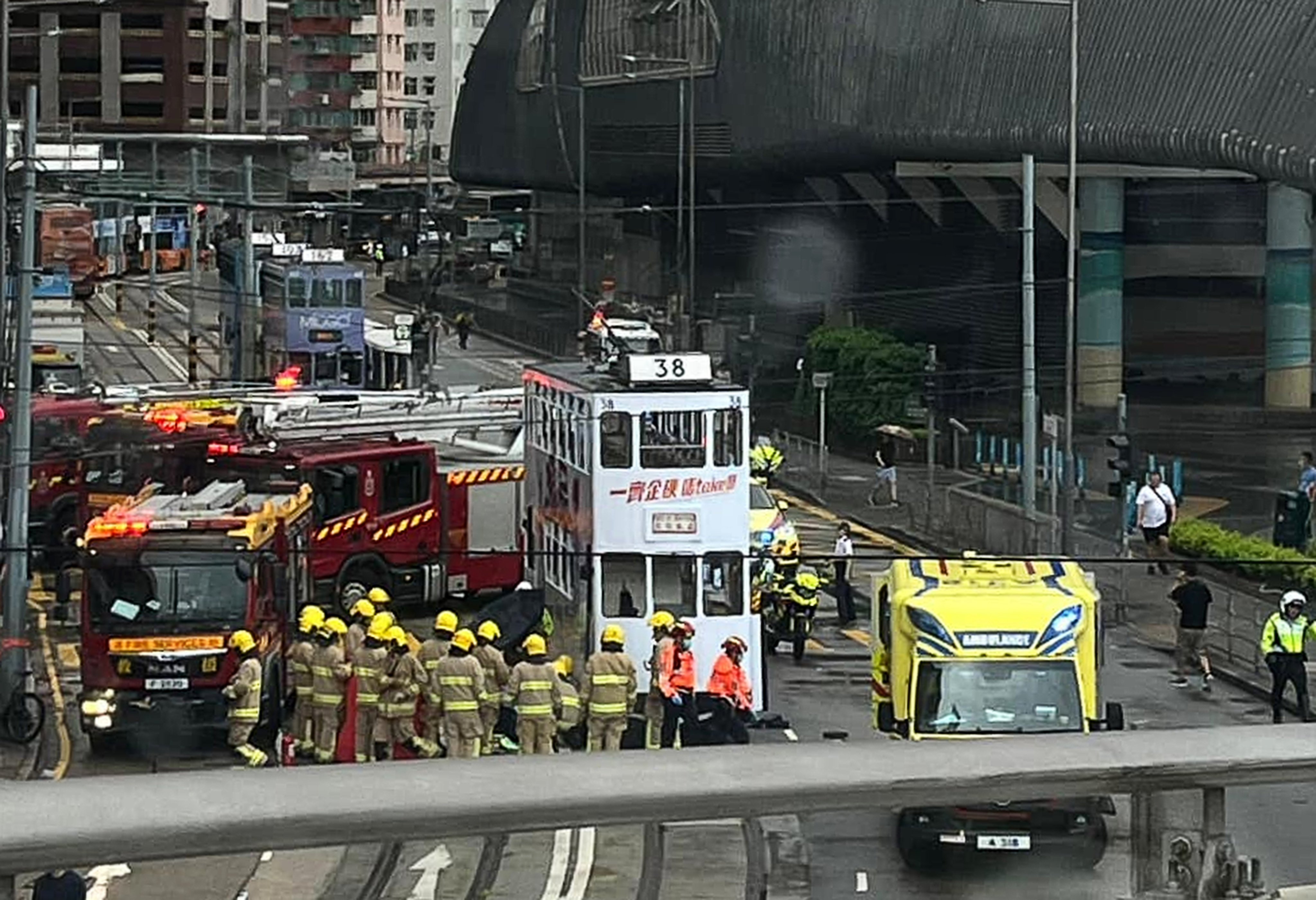 The three-year-old girl was trapped under the tram in Kennedy Town. Photo: Facebook