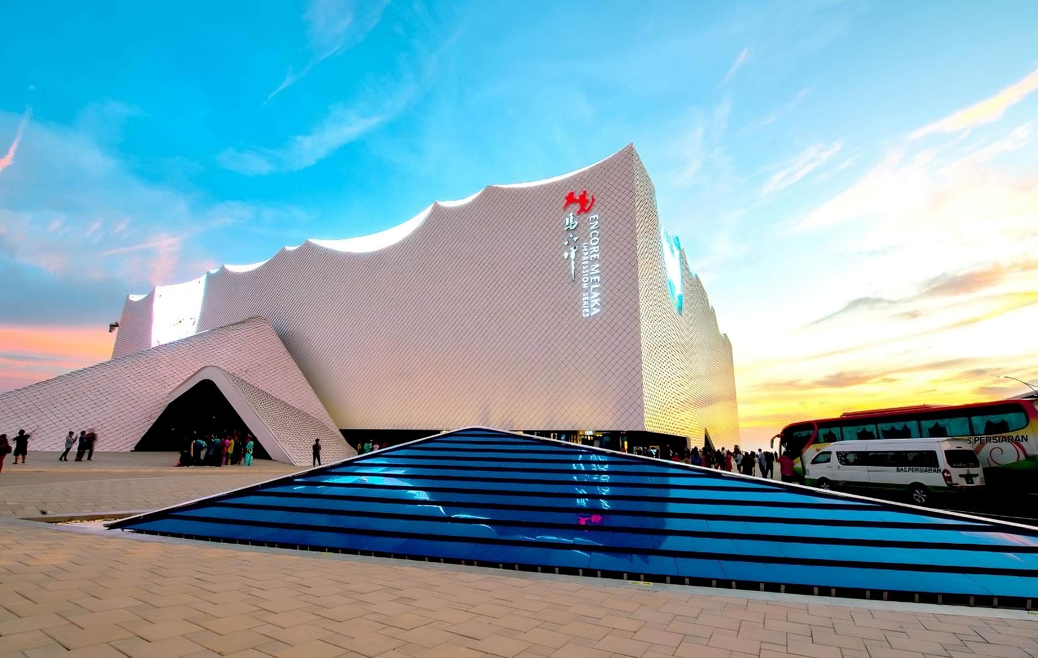 The glitzy Encore Melaka, with its white fish scalelike facade and vast LED screens, is a 2,000 seat mega-theatre. Photo: Facebook/Encore.Melaka