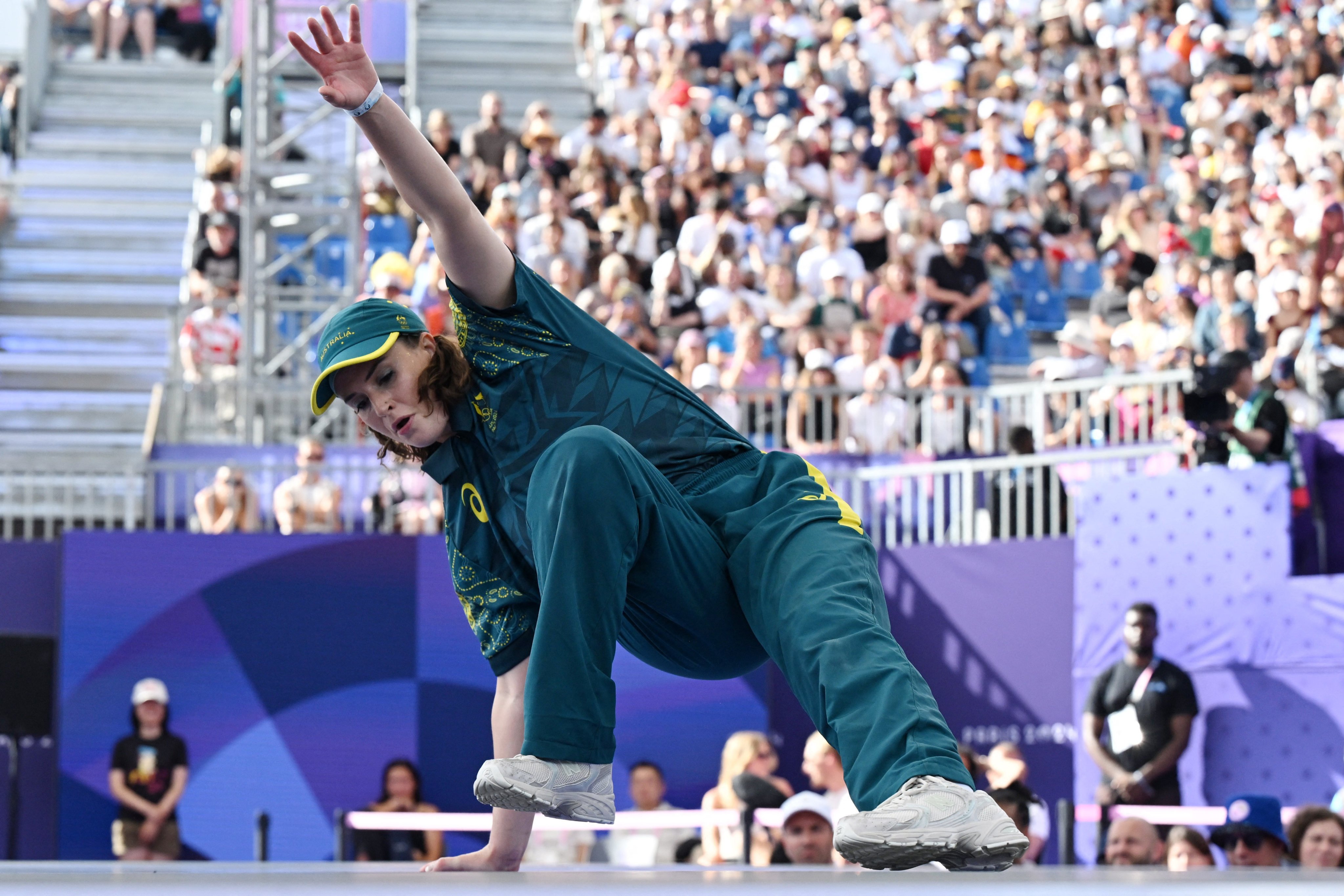 Raygun of Australia in action during the B-Girls’ round robin during the 2024 Paris Olympics in France on August 9. Photo: Reuters