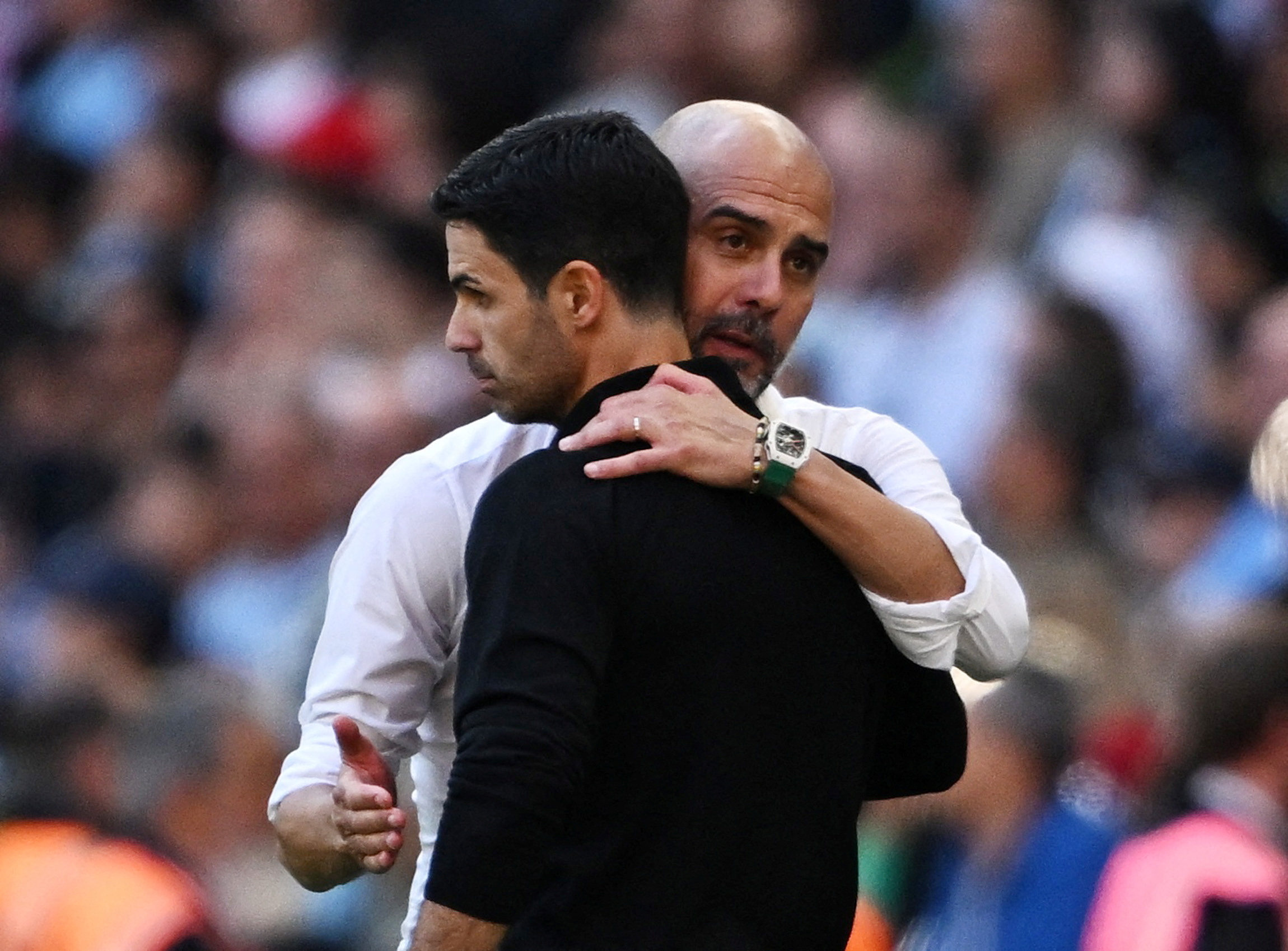 Arsenal manager Mikel Arteta (left) has spent the summer trying to find a way to end the reign of Pep Guardiola’s Manchester City as the English game’s pre-eminent force. Photo: Reuters