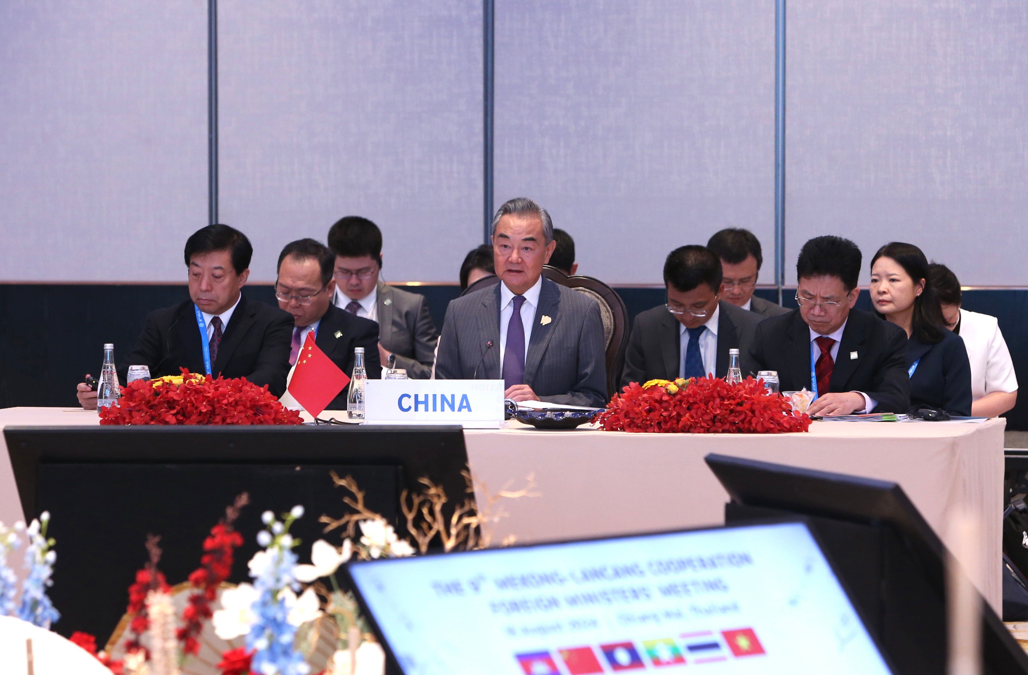 Chinese Foreign Minister Wang Yi co-chairs the ninth Lancang-Mekong Cooperation (LMC) meeting in Chiang Mai, Thailand, on Friday. Photo: Xinhua