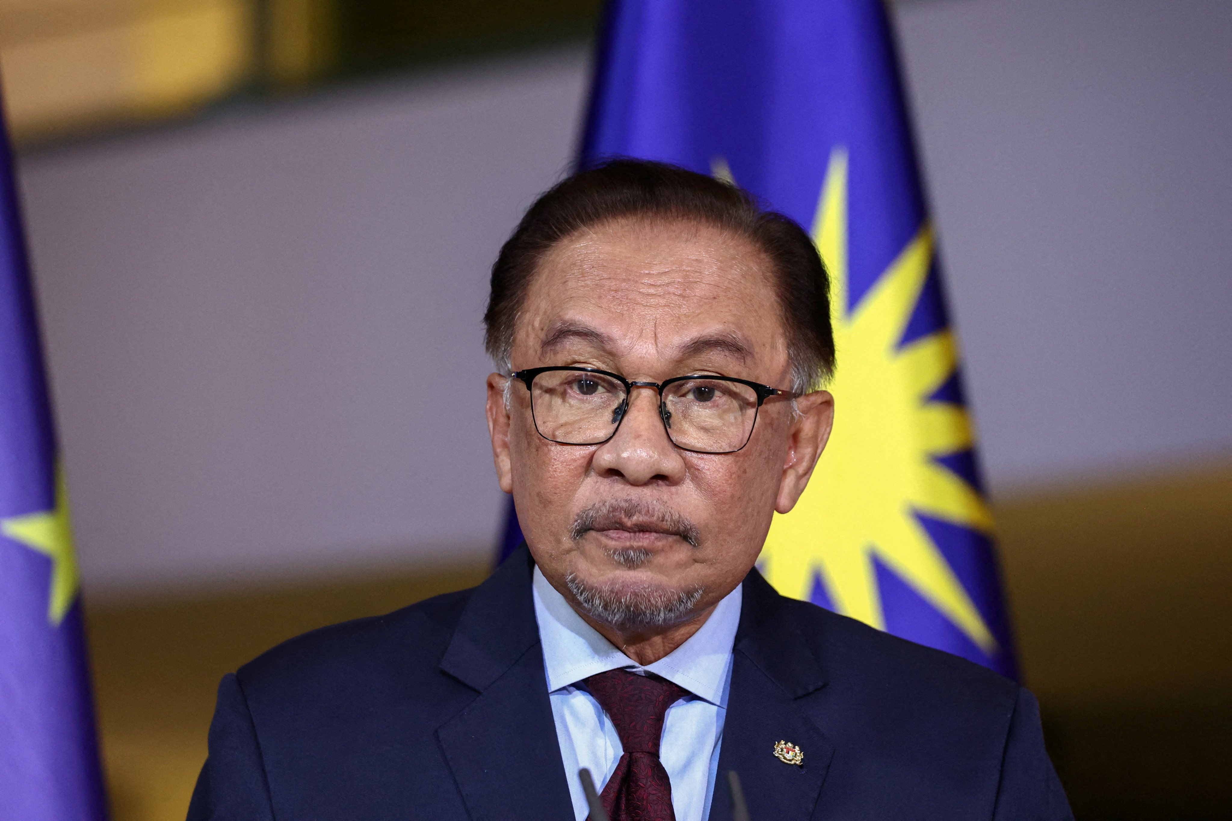 Malaysia’s Prime Minister Anwar Ibrahim holds a press conference with German Chancellor Olaf Scholz in Berlin on March 11. Photo: Reuters