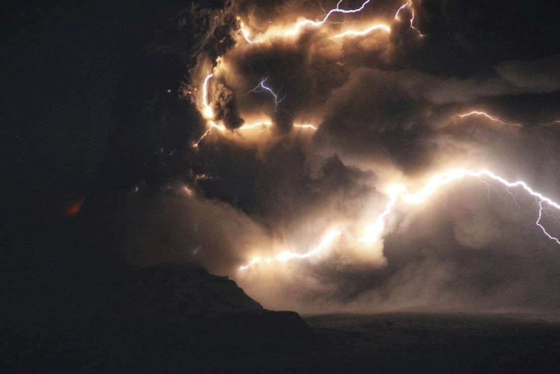 The Shiveluch volcano on Russia’s Kamchatka peninsula erupts on Sunday. Photo: IVS FEB RAS via AP