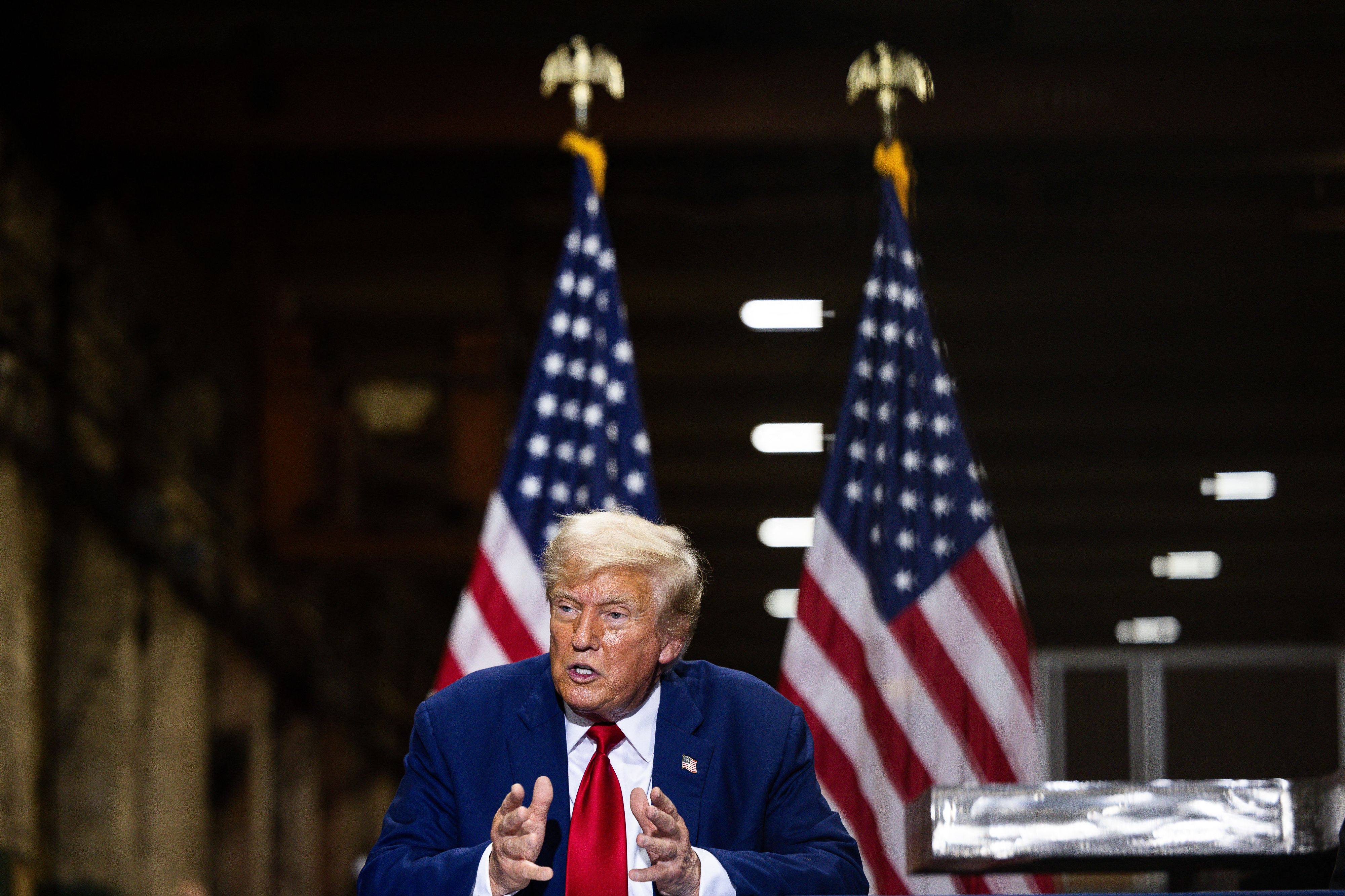 Republican presidential nominee and former US president Donald Trump in York, Pennsylvania on Monday. Photo: Getty Images via AFP