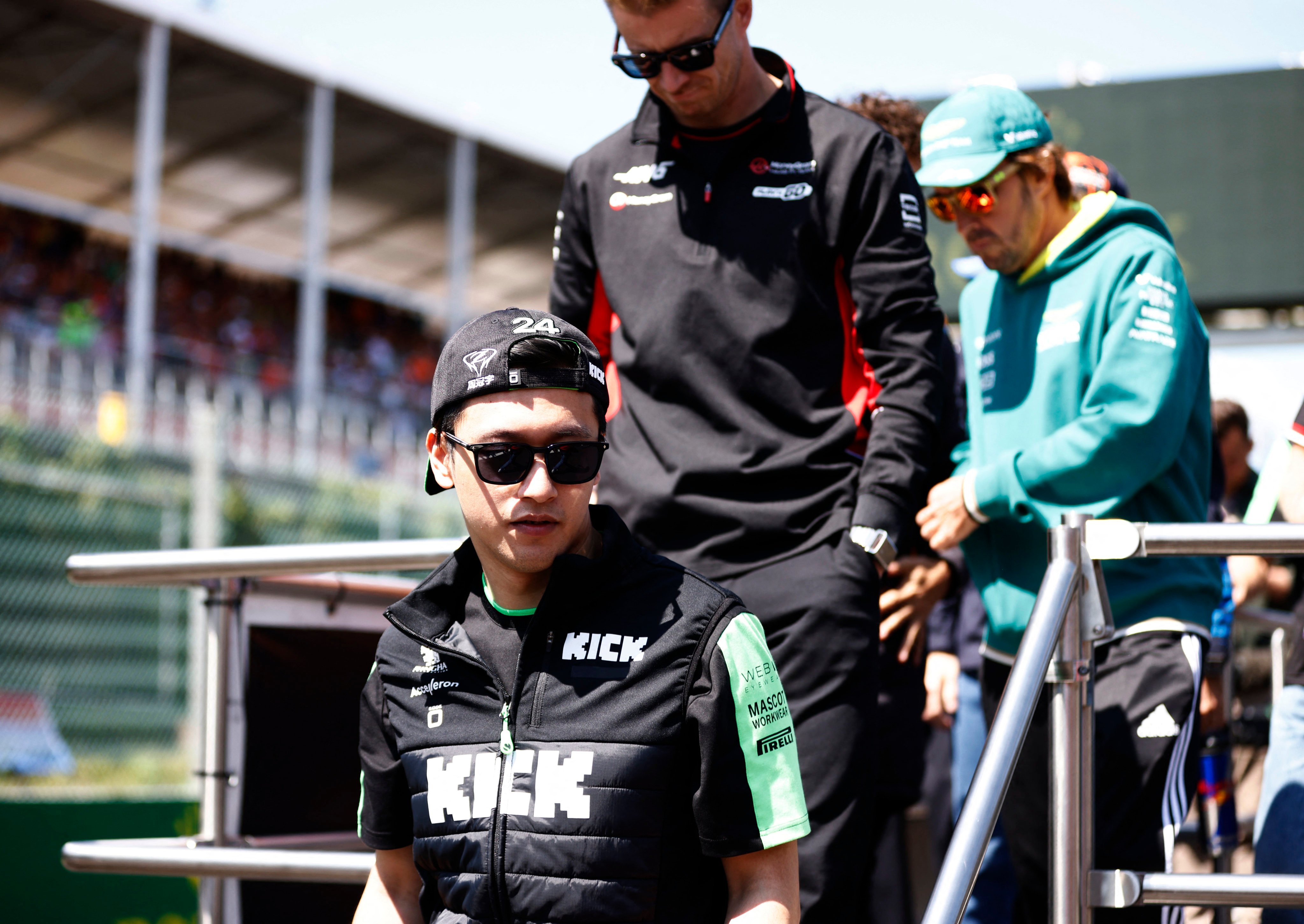 Sauber’s Zhou Guanyu after the drivers’ parade at the Belgium Grand Prix. Photo: Reuters