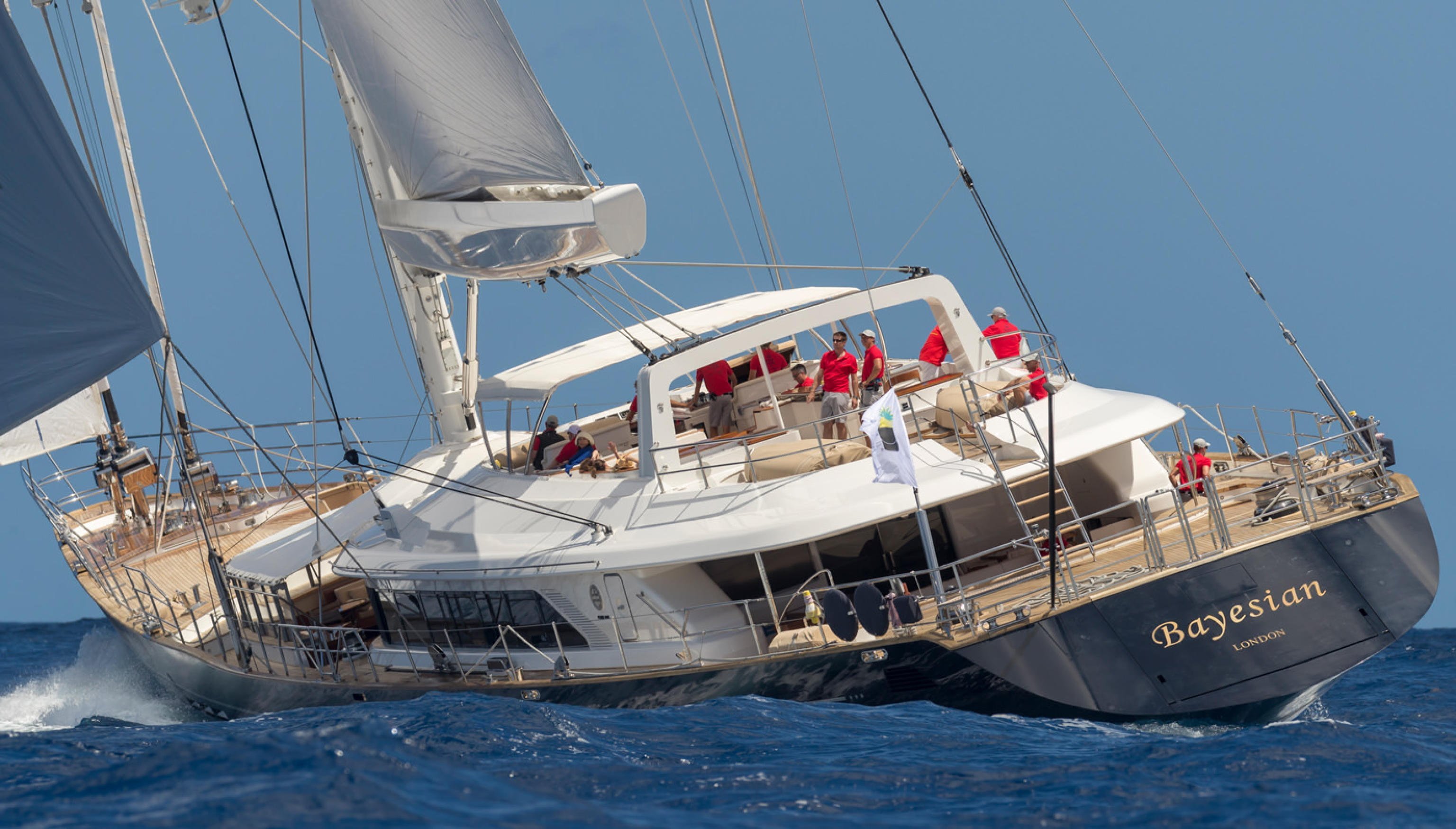 The 56-metre-long luxury sailboat, the Bayesian. Photo: EPA-EFE/Perini Navi Press Office
