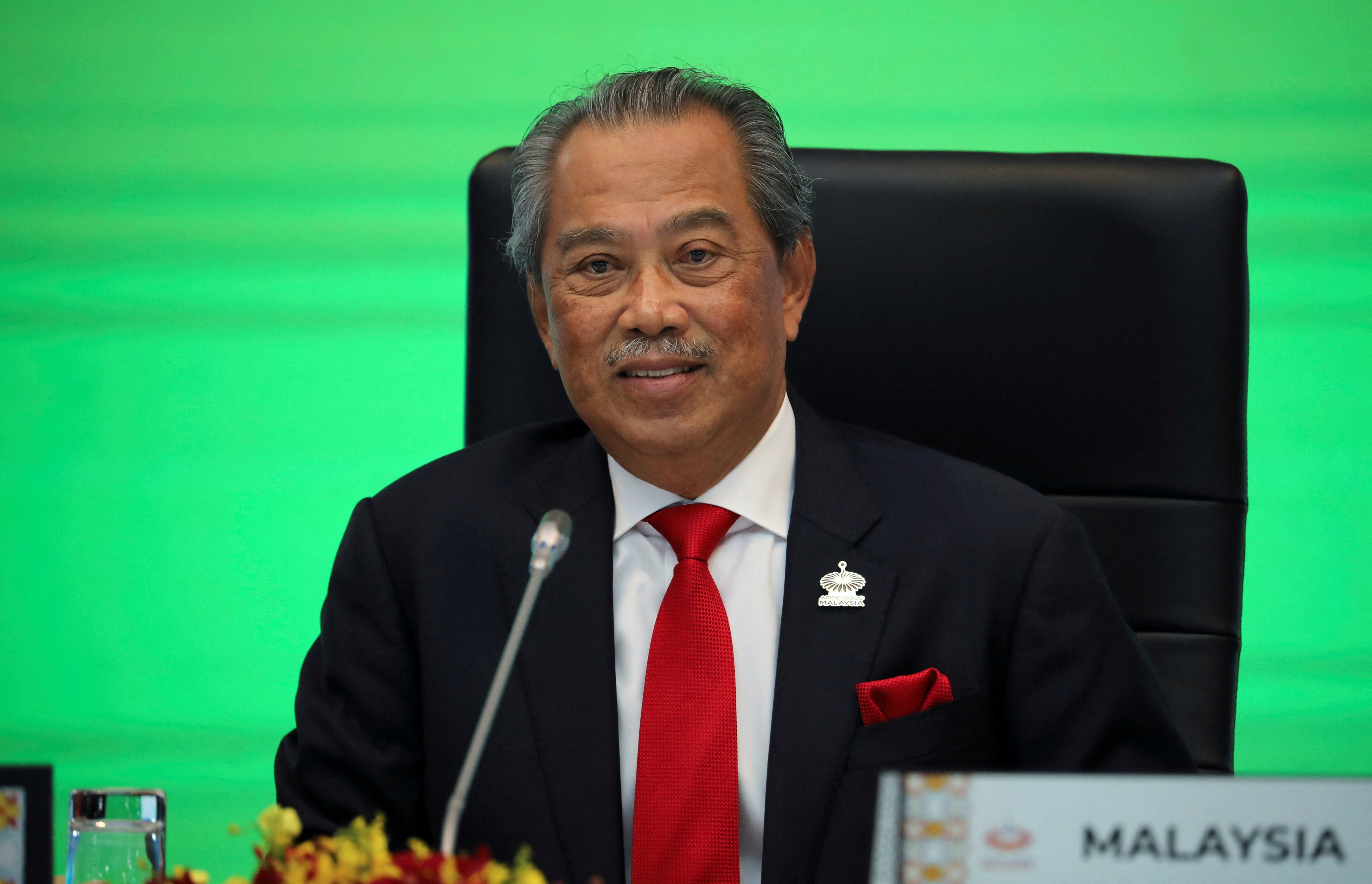 Then Malaysia’s Prime Minister Muhyiddin Yassin speaks at a virtual meeting in Kuala Lumpur in 2020. Photo: Reuters