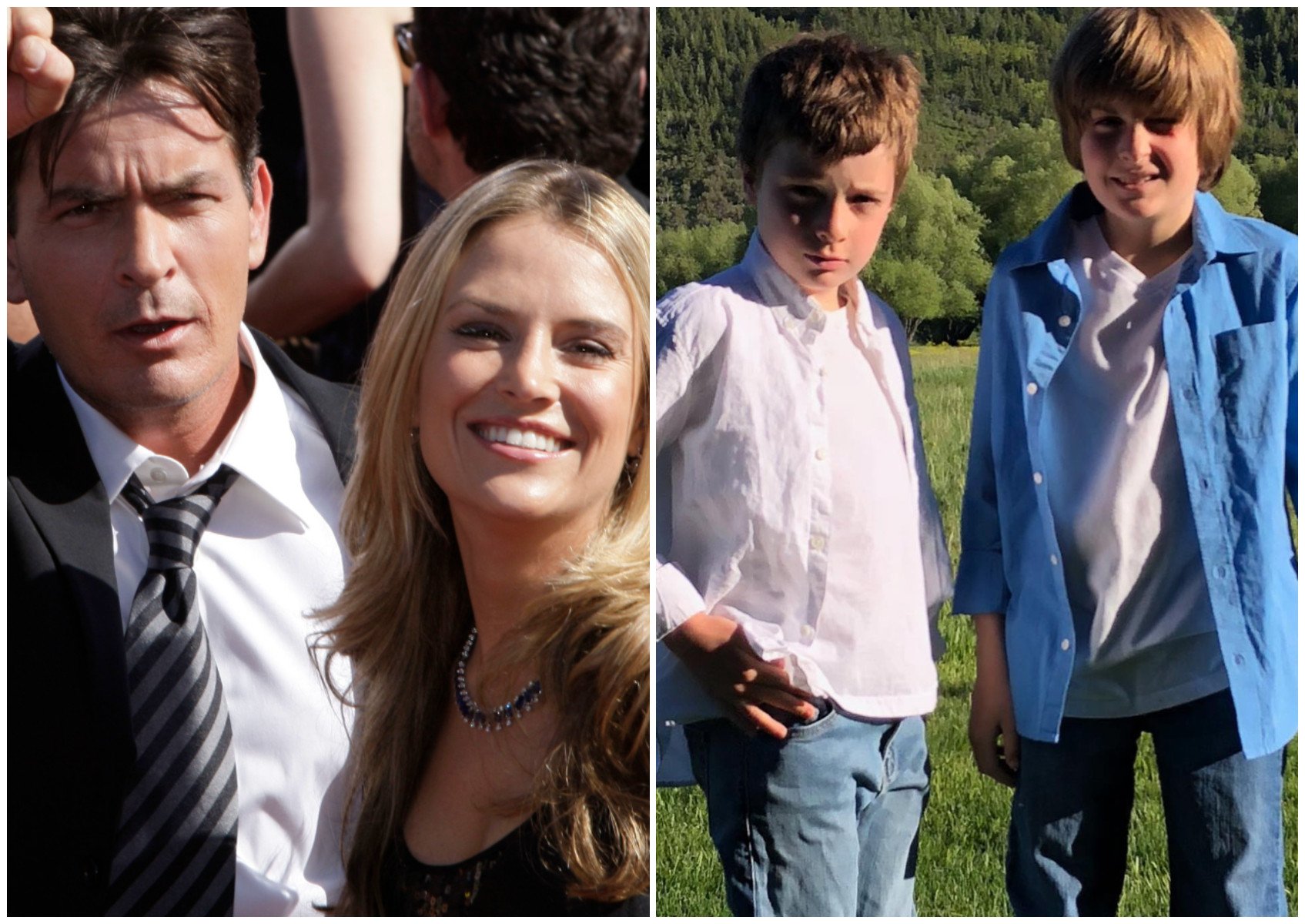 Charlie Sheen and Brooke Mueller share twin sons named Bob and Max, who are now 15. Photos: AP, @charliesheen/Instagram