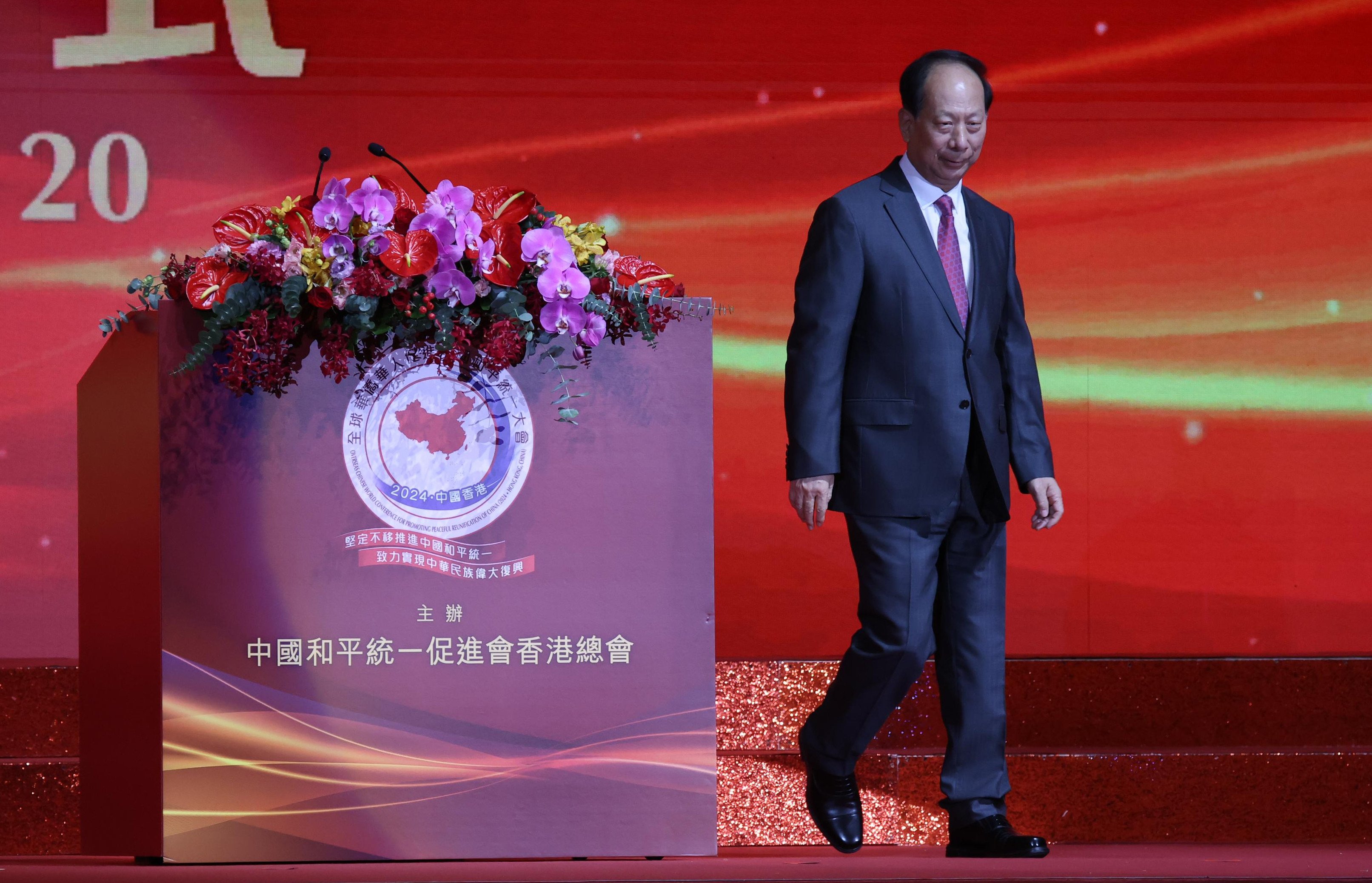 Shi Taifeng, director of Beijing’s United Front Work Department, attends the Overseas Chinese World Conference for Promoting Peaceful Reunification of China in Hong Kong. Photo: Jonathan Wong