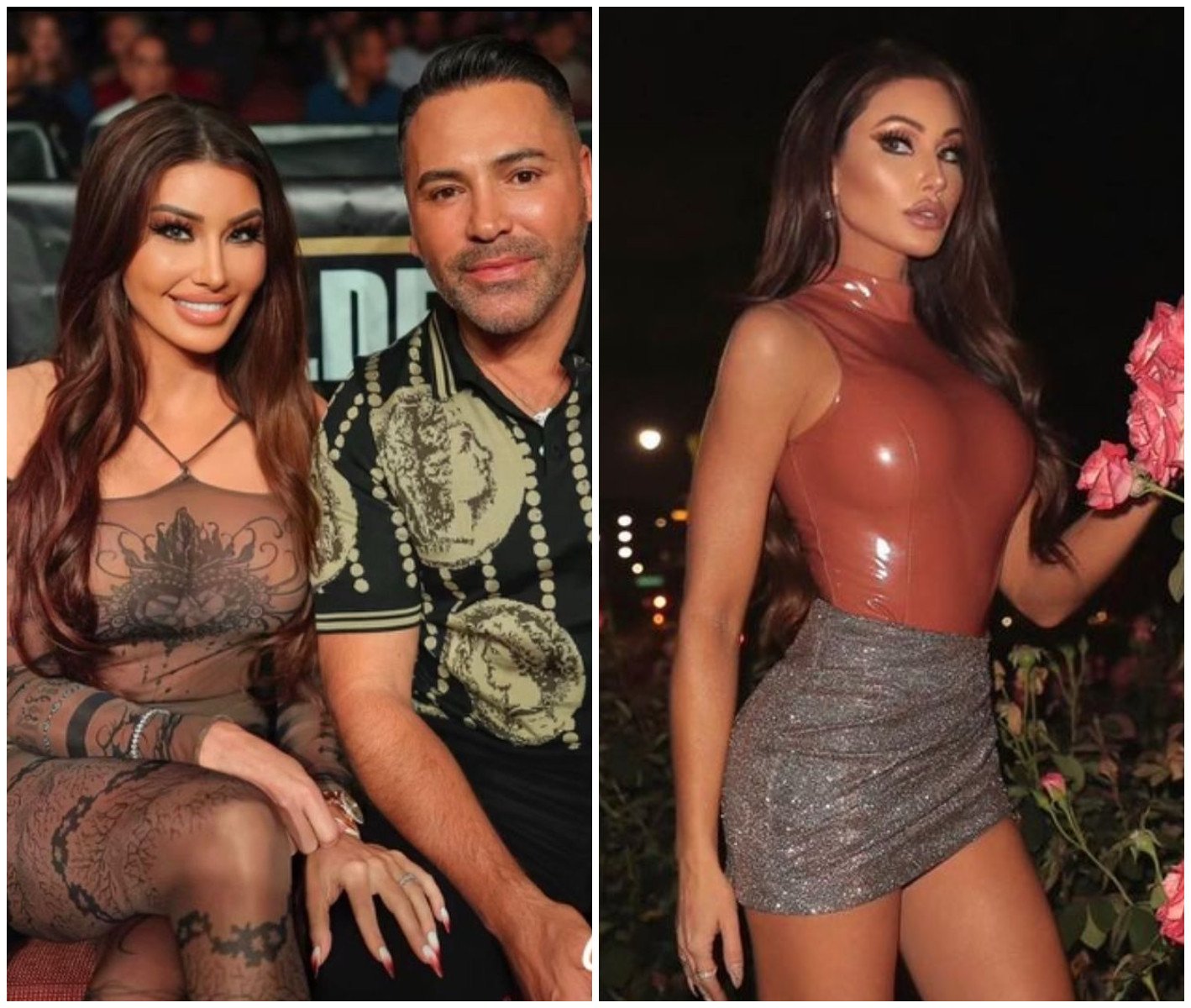 Holly Sonders and her boyfriend Oscar de la Hoya got in trouble on Instagram recently for baring a little too much skin. Photos: @holly.sonders/Instagram