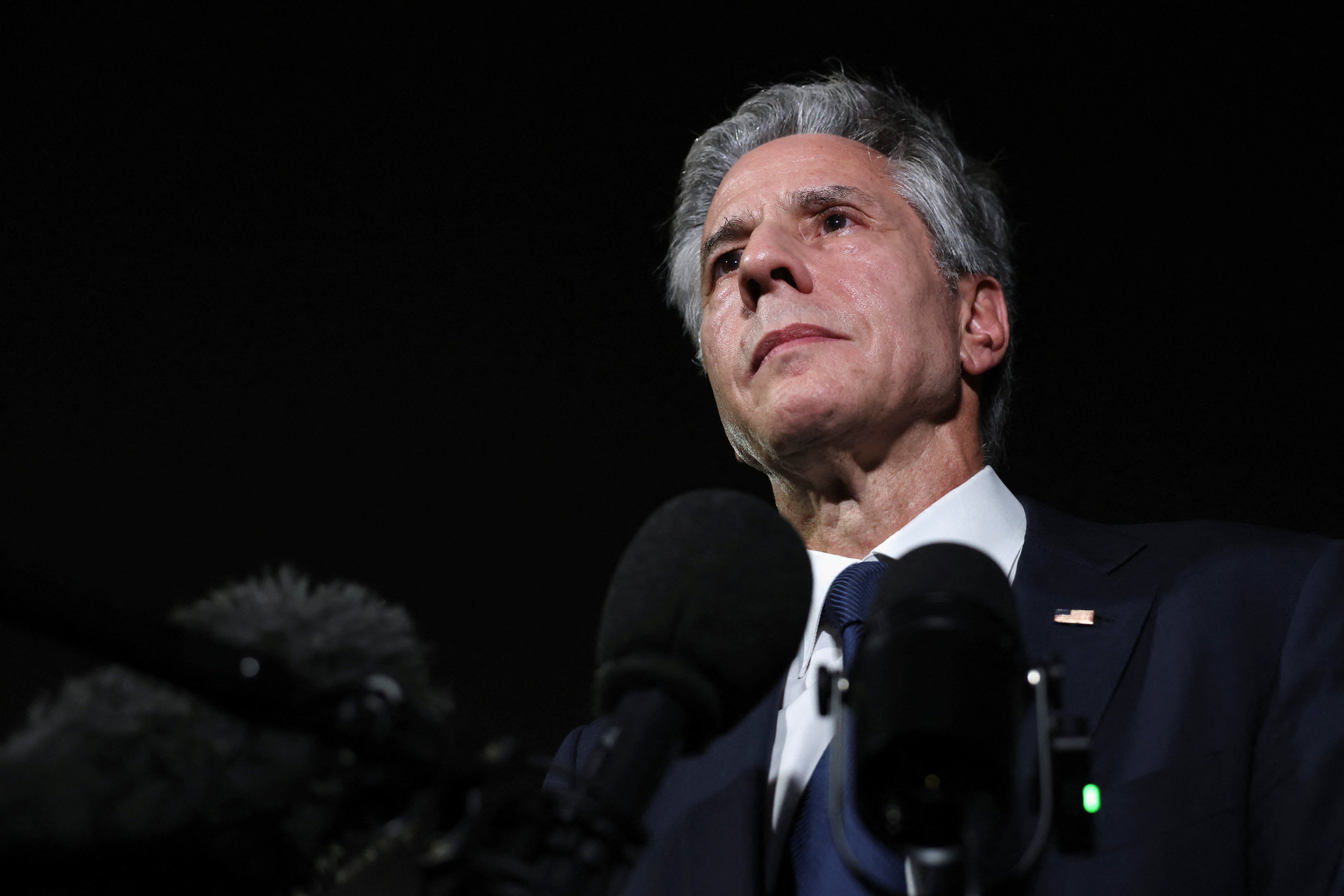 US Secretary of State Antony Blinken speaks to the press in Doha, Qatar, on Tujesday. Photo: Reuters