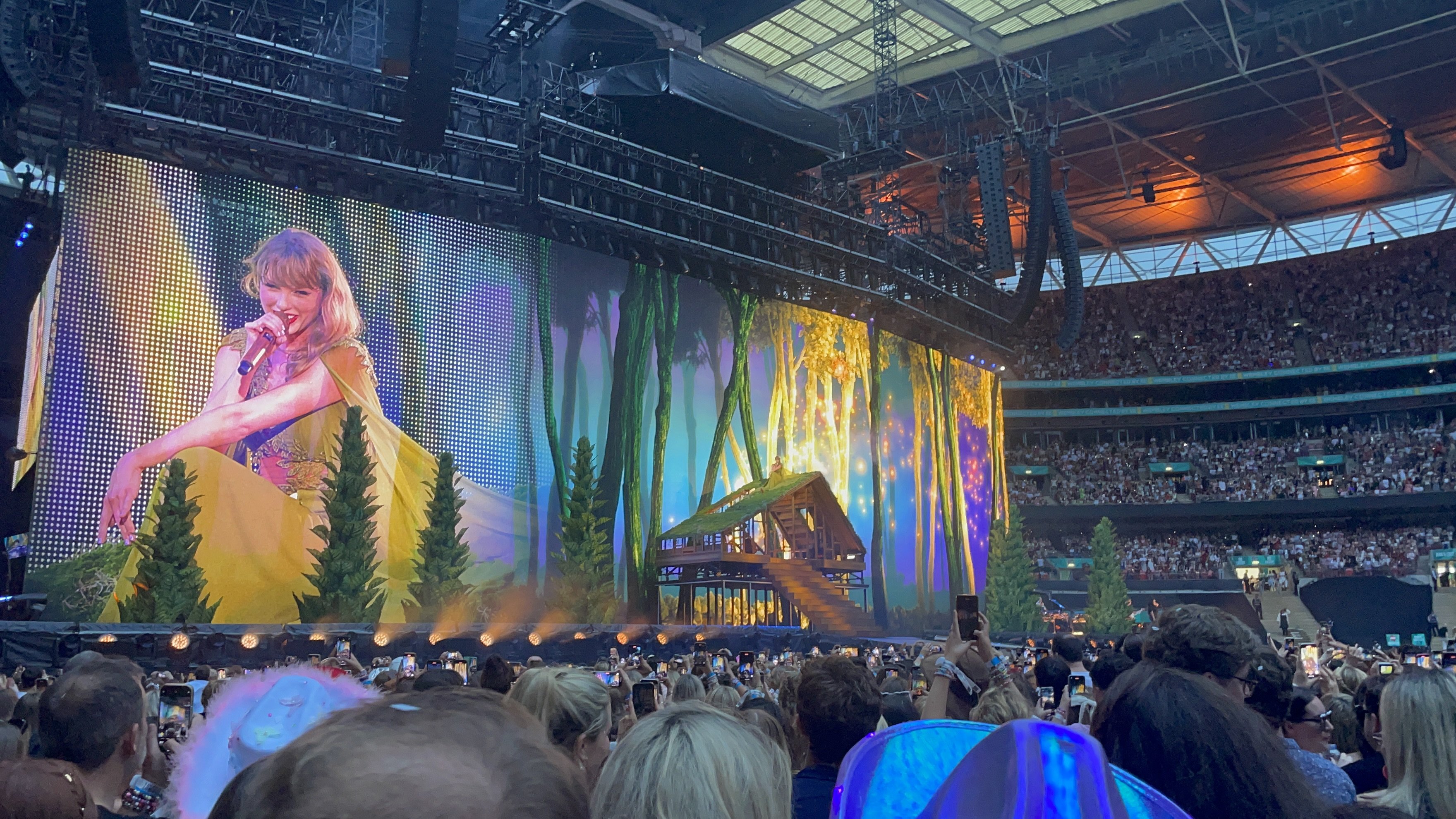 Taylor Swift performs during her Eras Tour at Wembley Stadium in London on August 15. Photo: PA Wire/dpa