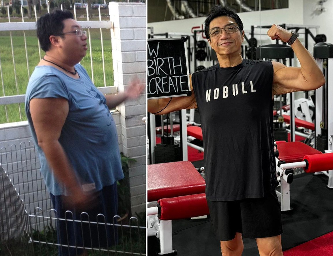 Alex Tan in 2016, when he weighed more than 120kg, and in 2024 after his weight-loss journey took him from death’s door to fit and healthy. Photo: Alex Tan/Ultimate Performance