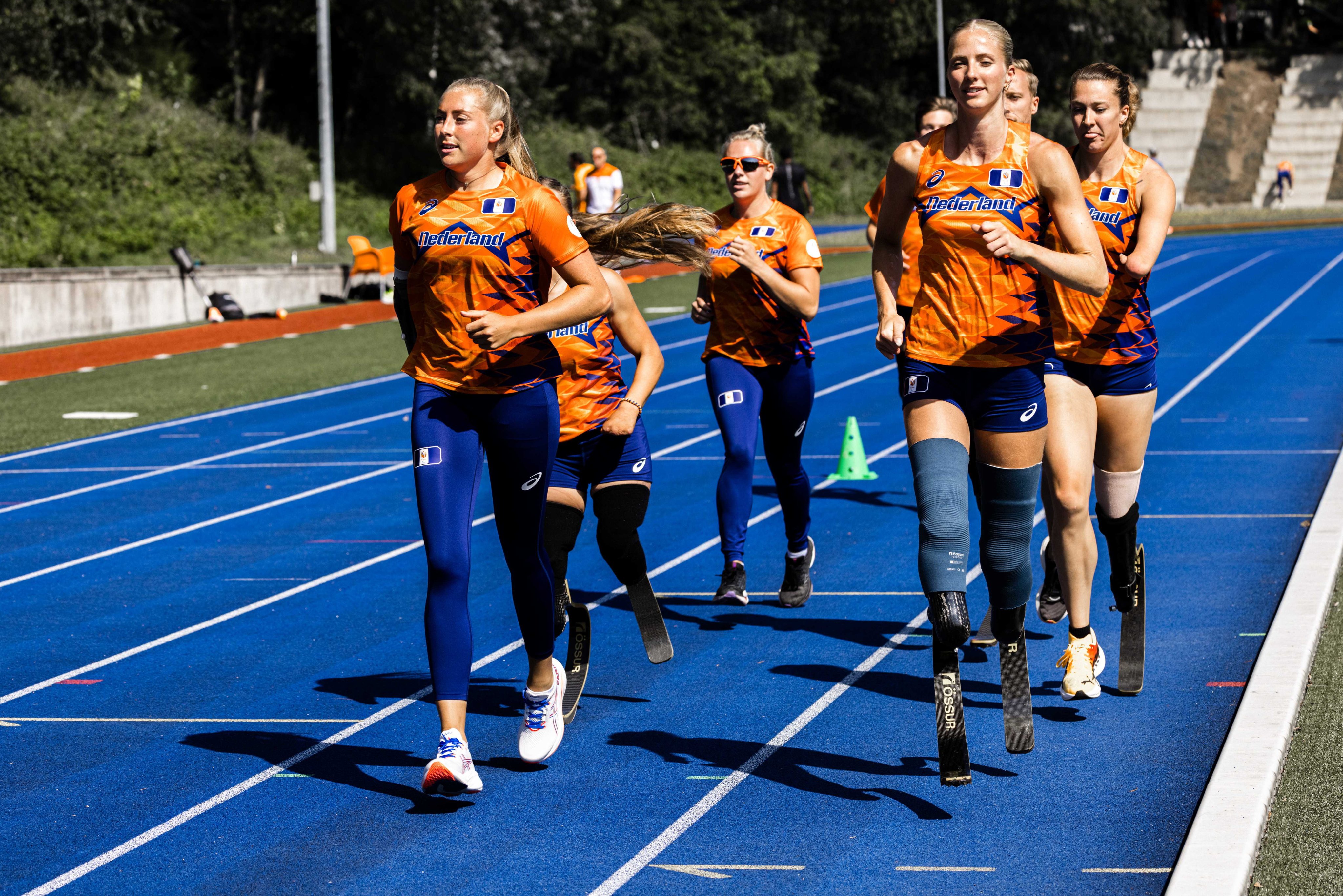 The Dutch athletics team training for the Paris 2024 Paralympic Games, which take place from August 28 to September 8. Photo: EPA-EFE