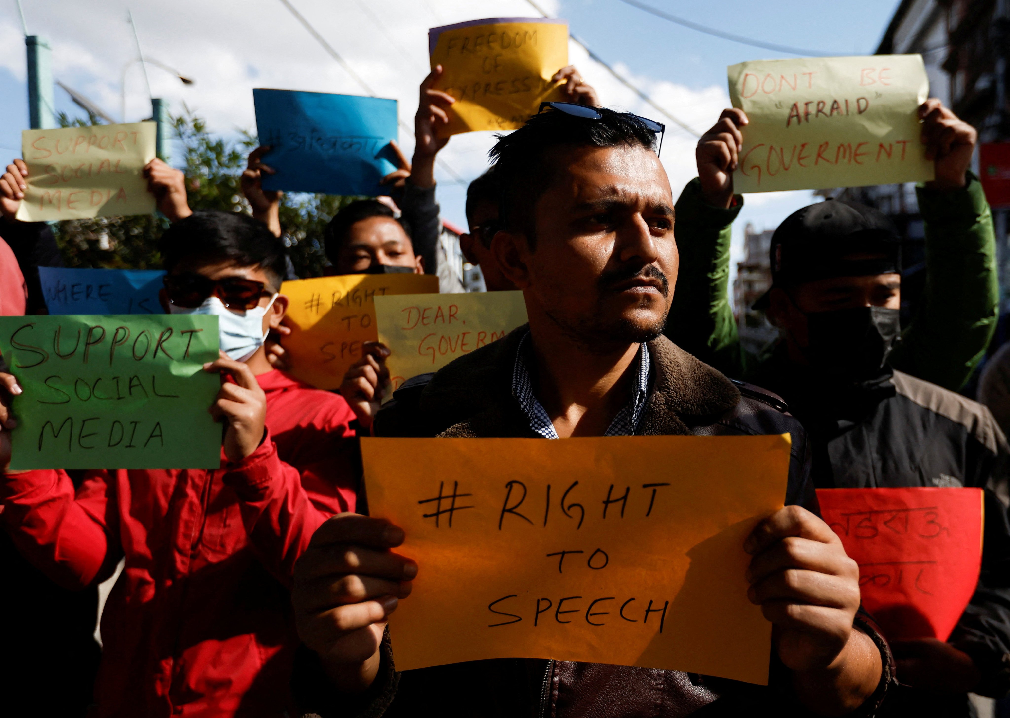 People protest against the ban on TikTok in Kathmandu, Nepal, in November. Photo: Reuters