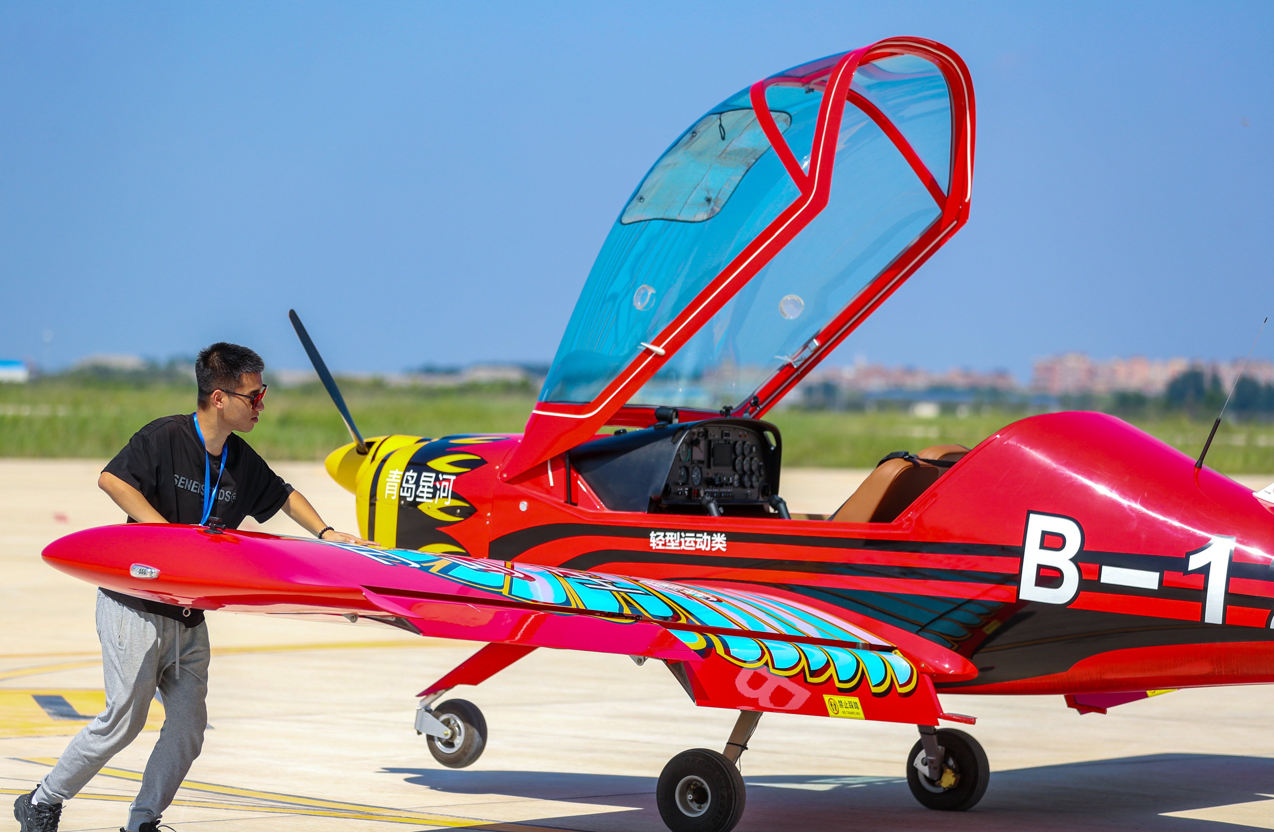 A light-sport aircraft is readied in China’s Shandong province last month. Photo: Xinhua