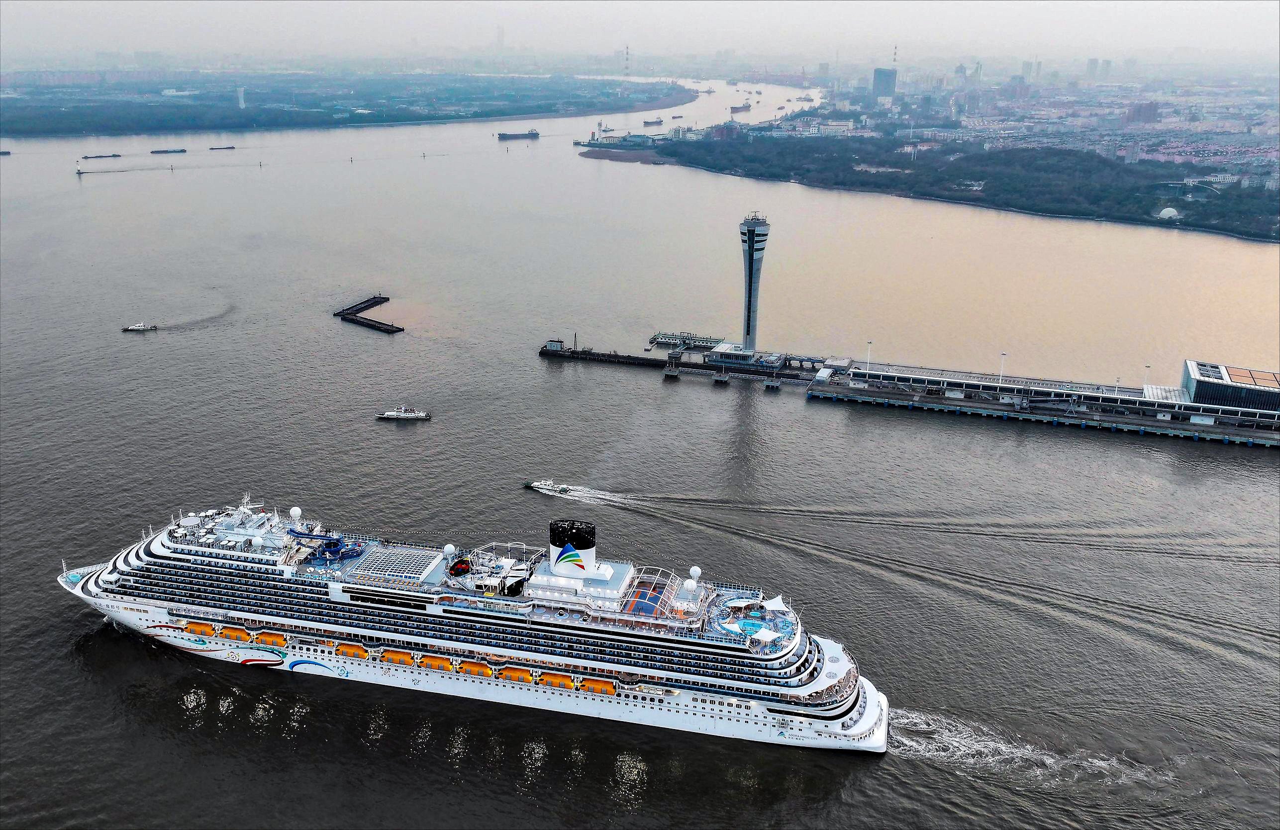 The Adora Magic City, China’s first domestically produced cruise ship, has carried out seven months of voyages and serviced over 220,000 passengers. Photo: AFP