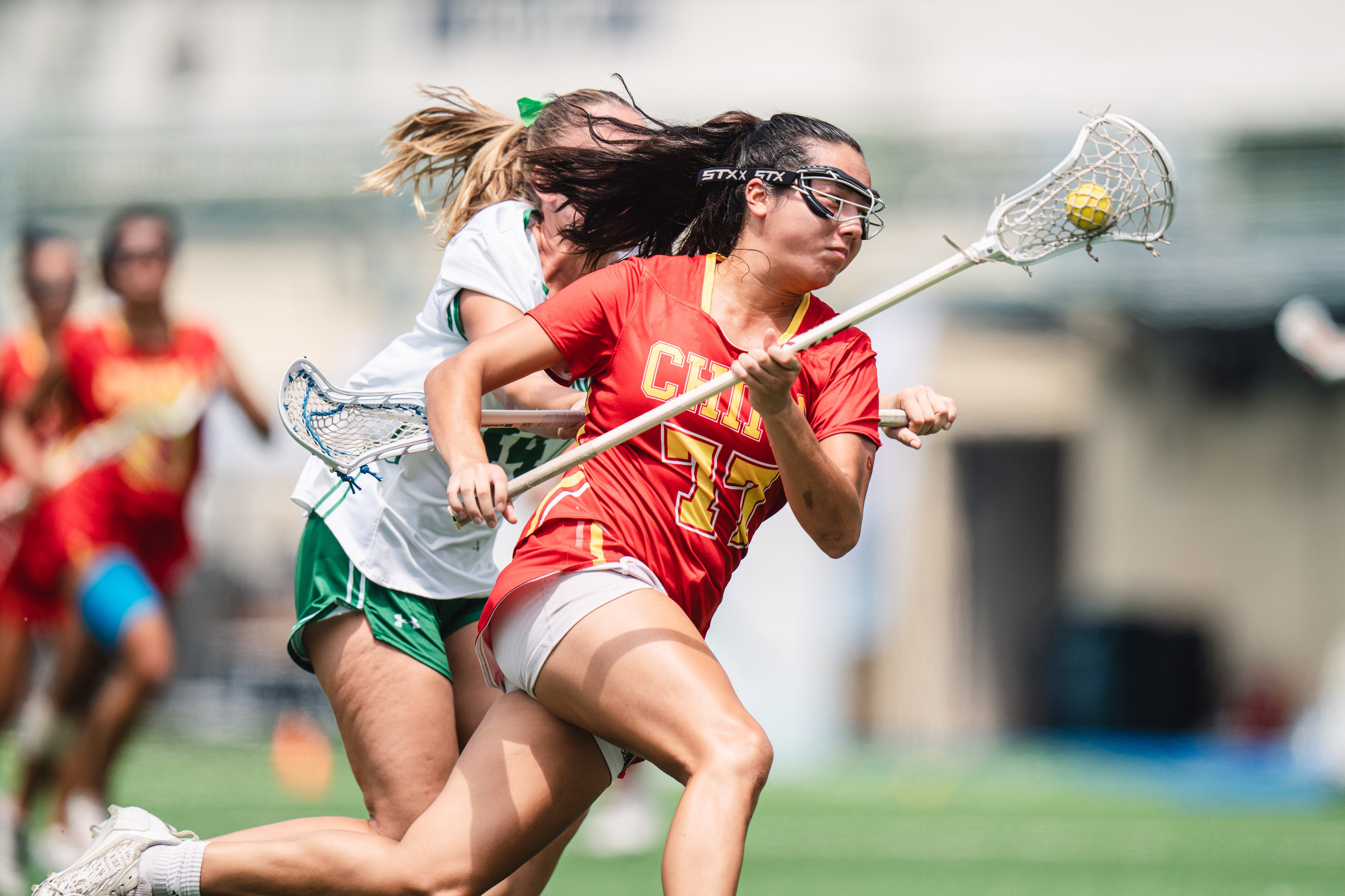 China’s Teagan Ng in action against Ireland at the World Lacrosse Women’s U20 Championship in Hong Kong. Photo: HKCLA