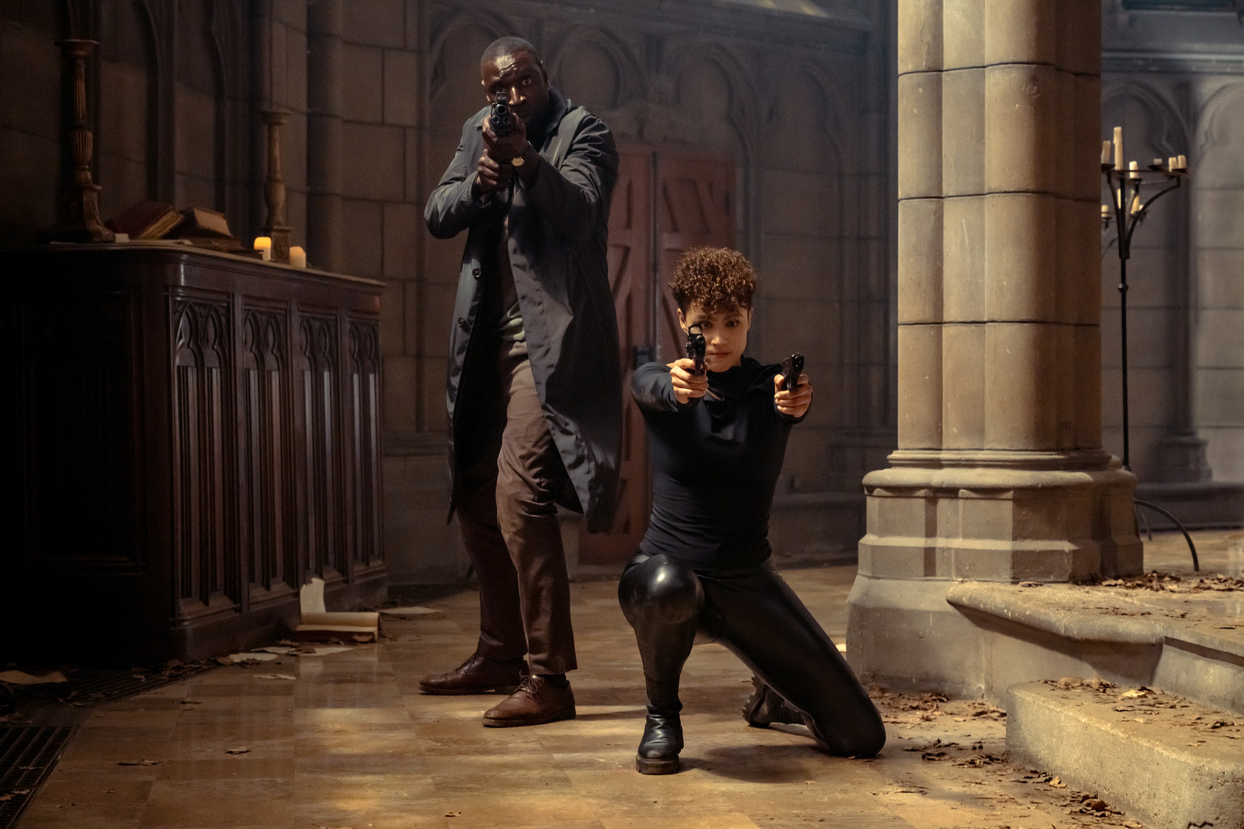 Omar Sy and Nathalie Emmanuel in a still from The Killer, directed by John Woo. Photo: Christine Tamalet/Universal Pictures International