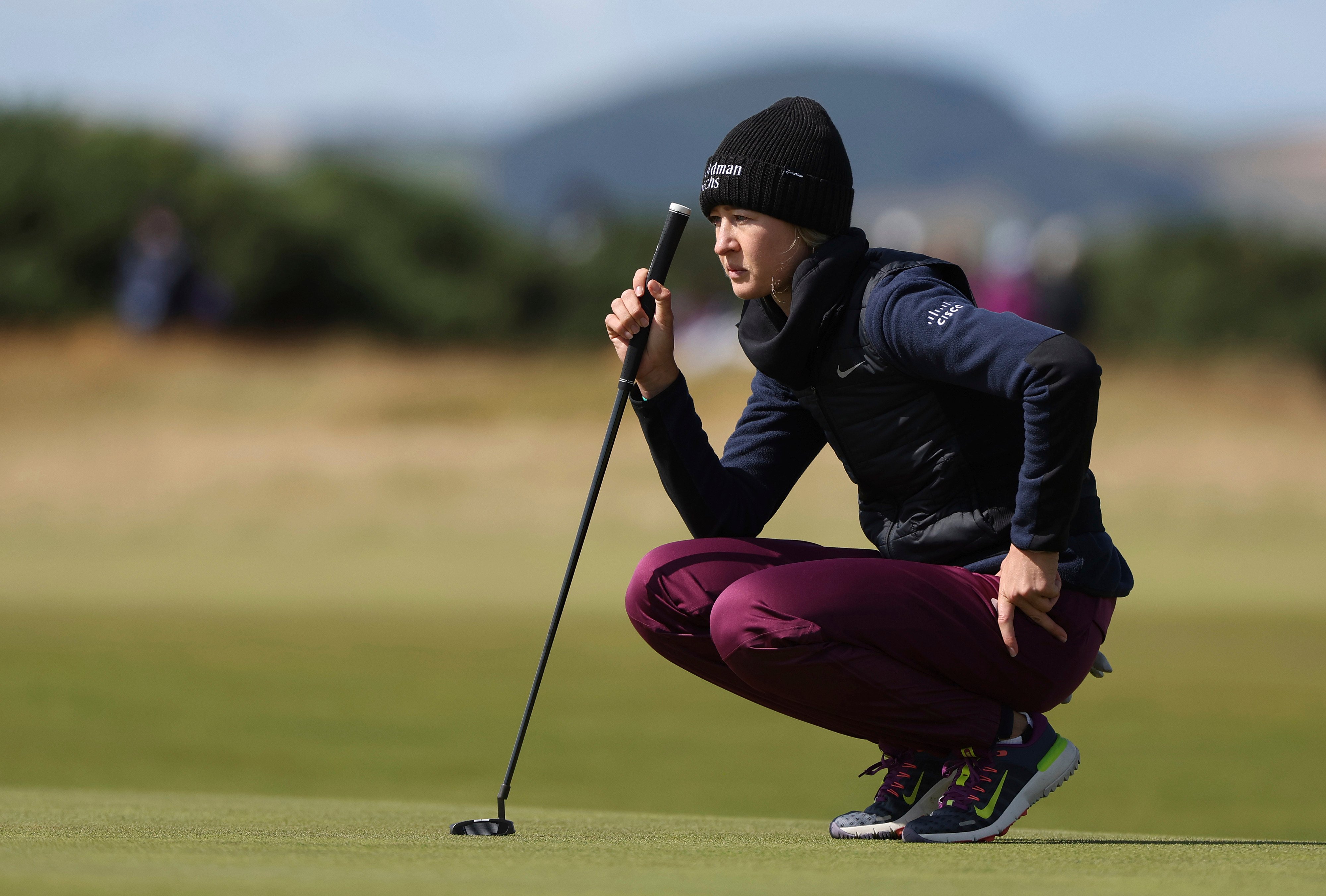 United States’ Nelly Korda lines up a putt on the 9th green during the second round of the Women’s Open at St Andrews. Photo: AP