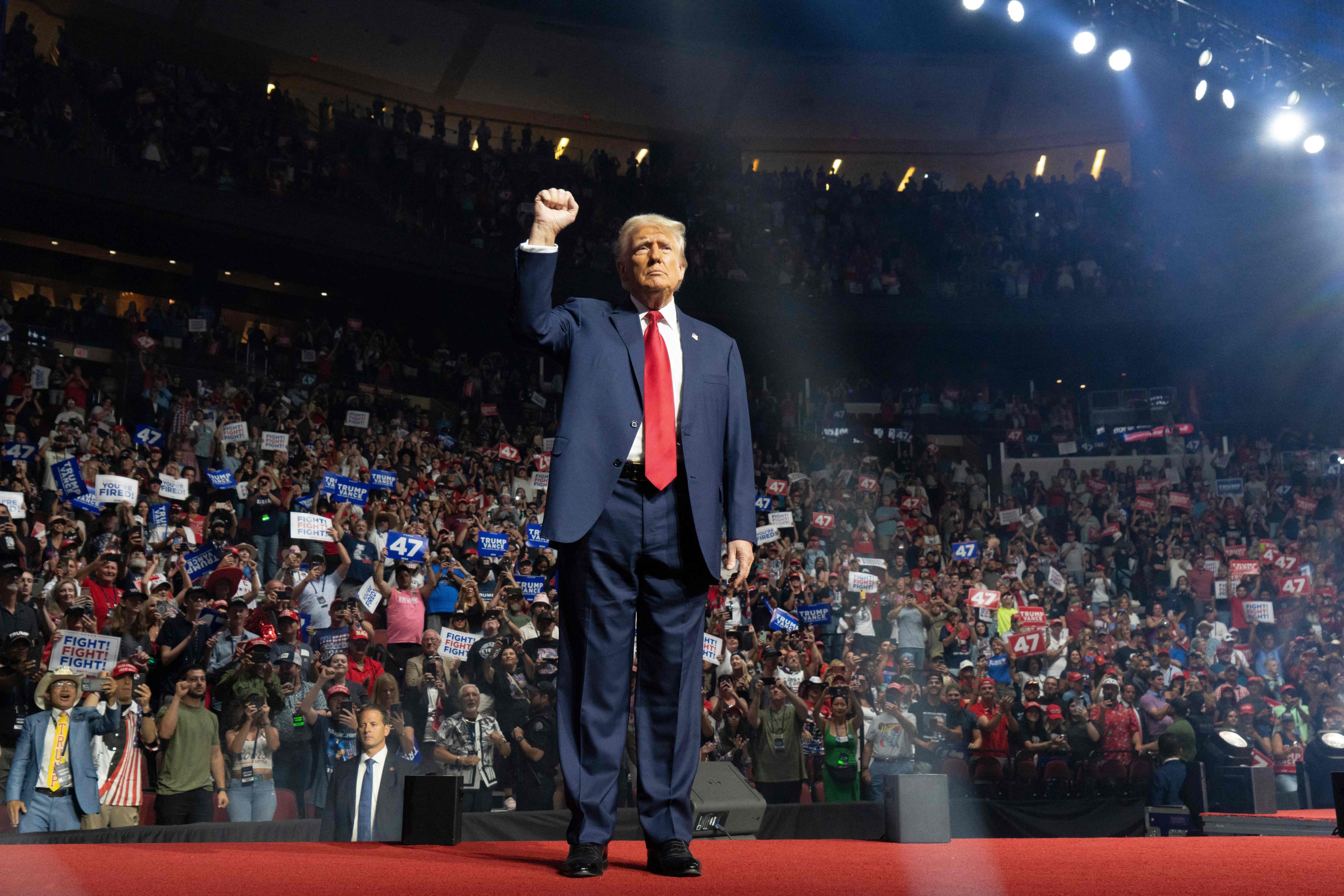 Republican presidential nominee, former US President Donald Trump, speaks at a campaign rally in Arizona. Photo: AFP