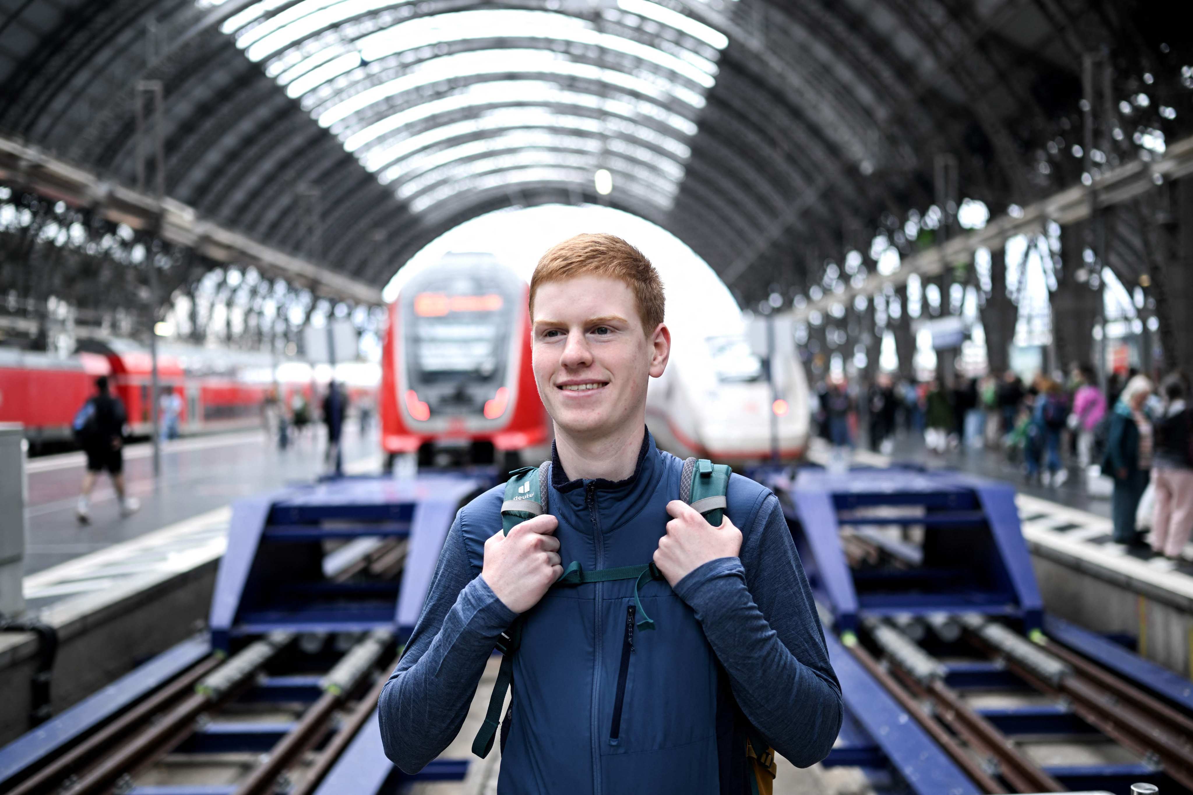 Lasse Stolley enjoys the constantly changing kaleidoscope of views from mountains to cities on German trains. Photo: AFP