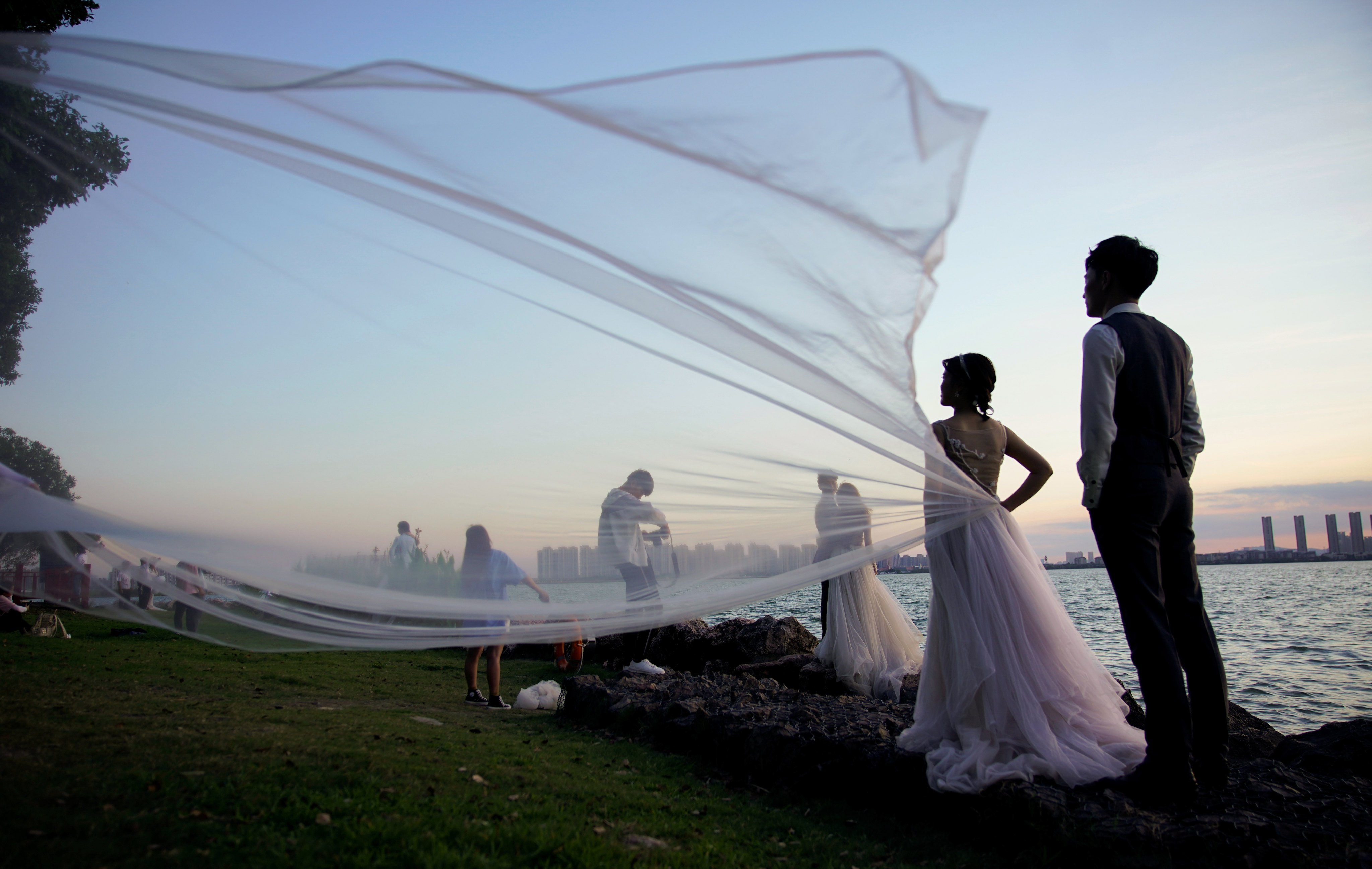 Wedding photo shoot in Suzhou, Jiangsu province, China. Photo: Reuters