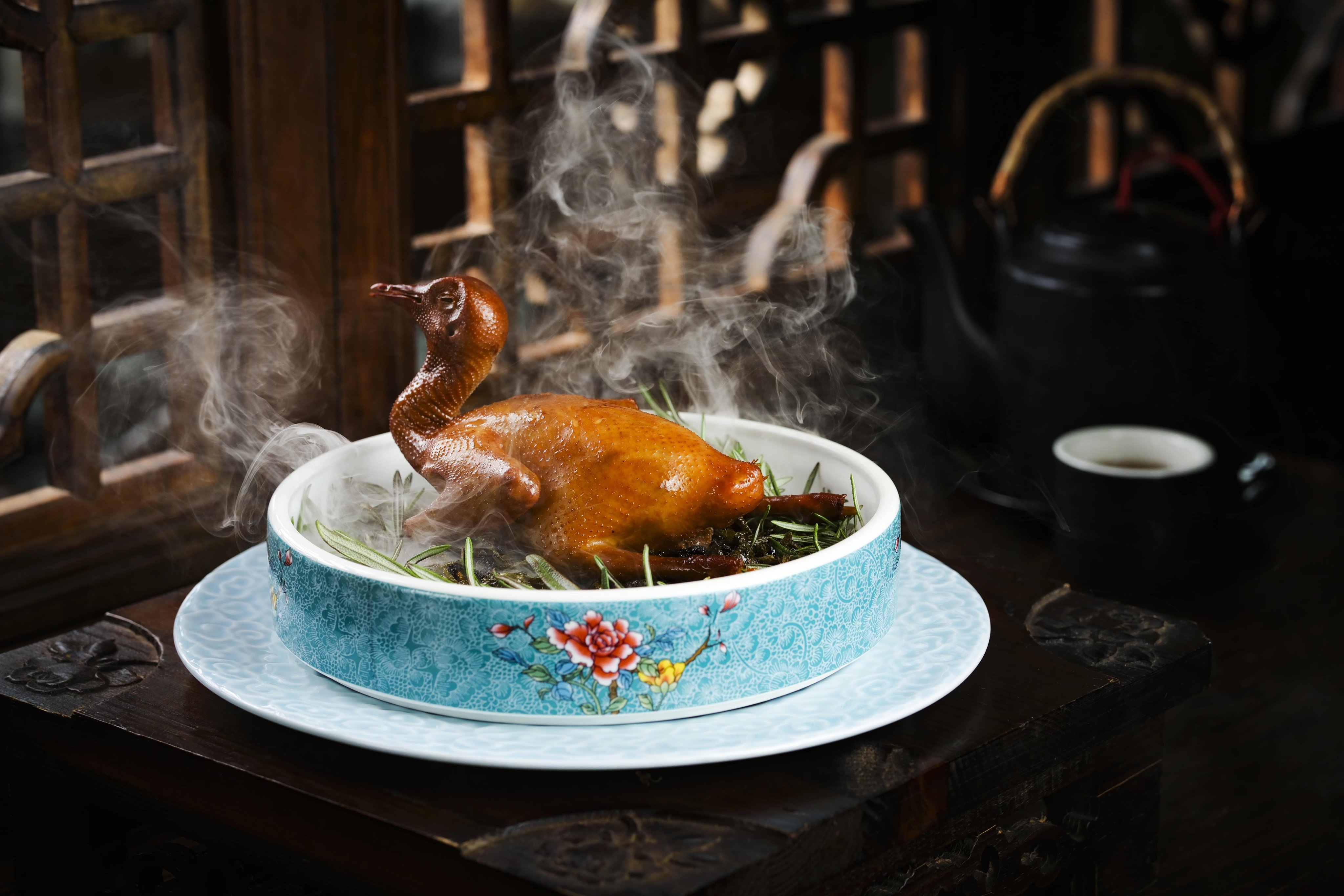 Tea-smoked pigeon at Hutong, where a special collaborative menu will drop this weekend, one of five food events to tempt diners in Hong Kong. Photo: Hutong