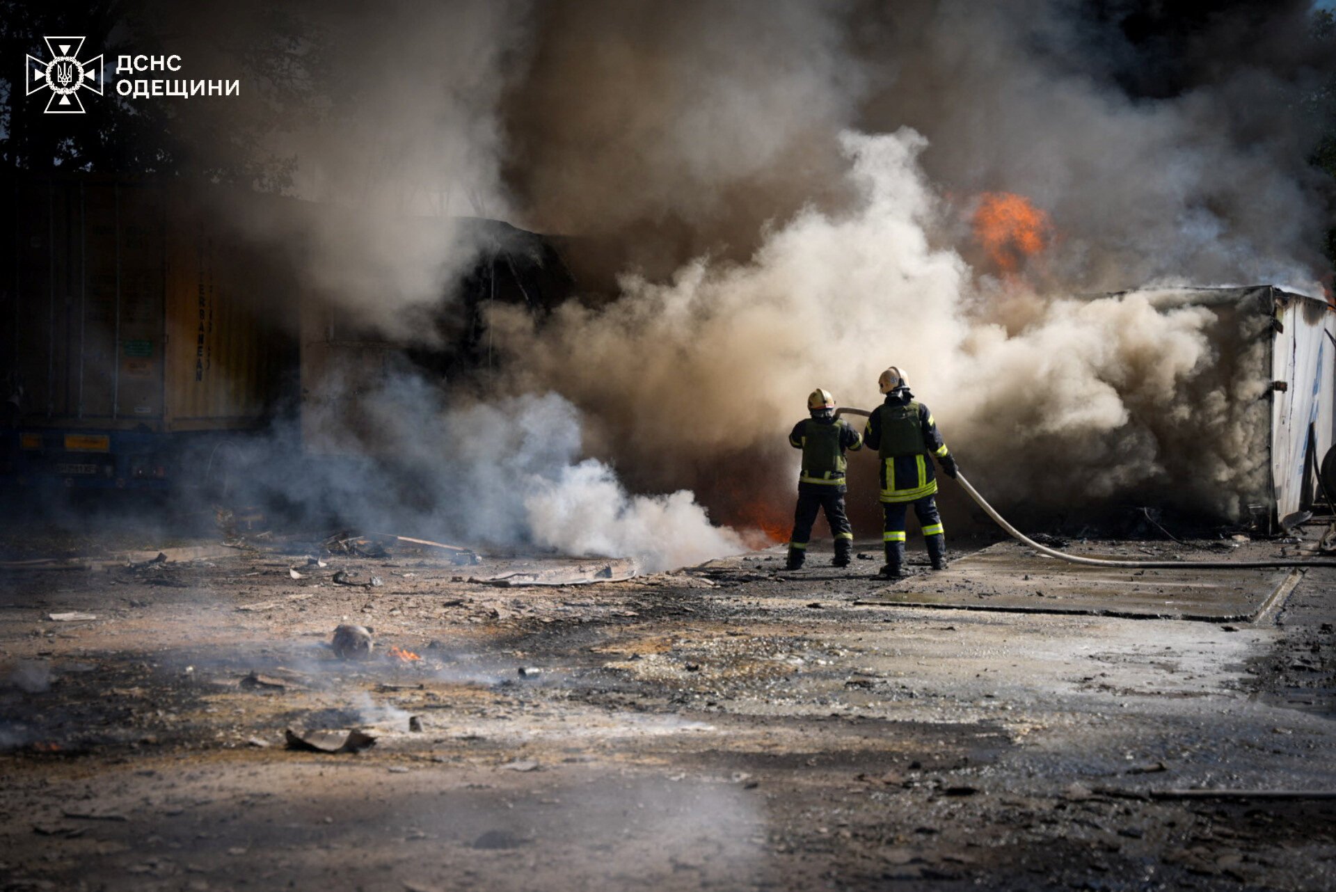 Firefighters work at the site of a Russian missile strike, amid Russia’s attack on Ukraine. Photo: Press service of the State Emergency Service of Ukraine in Odesa/Reuters