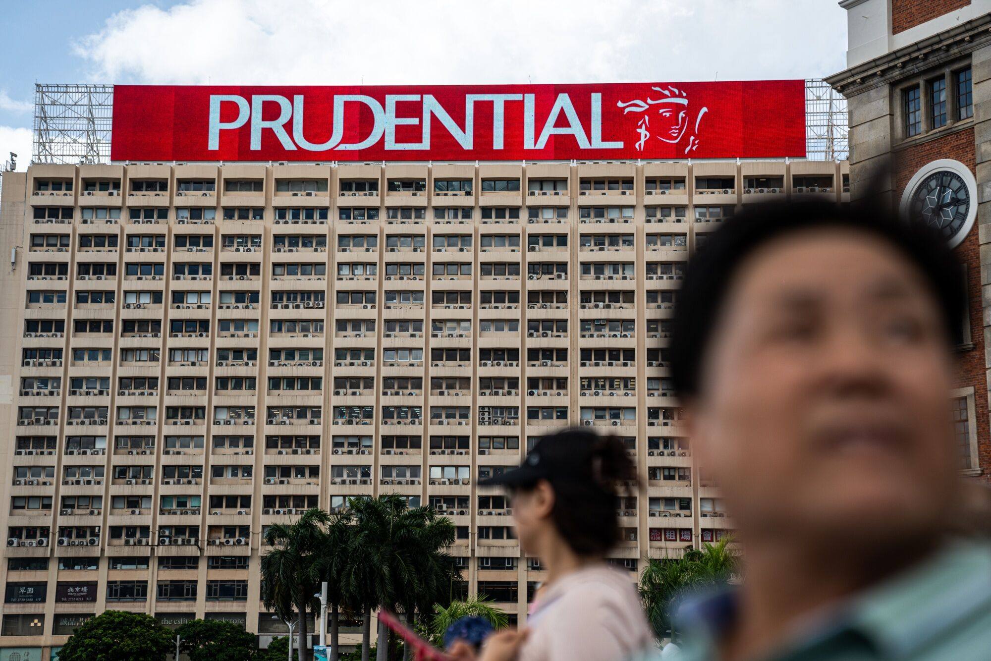 Prudential’s signage atop a building in Hong Kong on August 2, 2024. Photo: Bloomberg