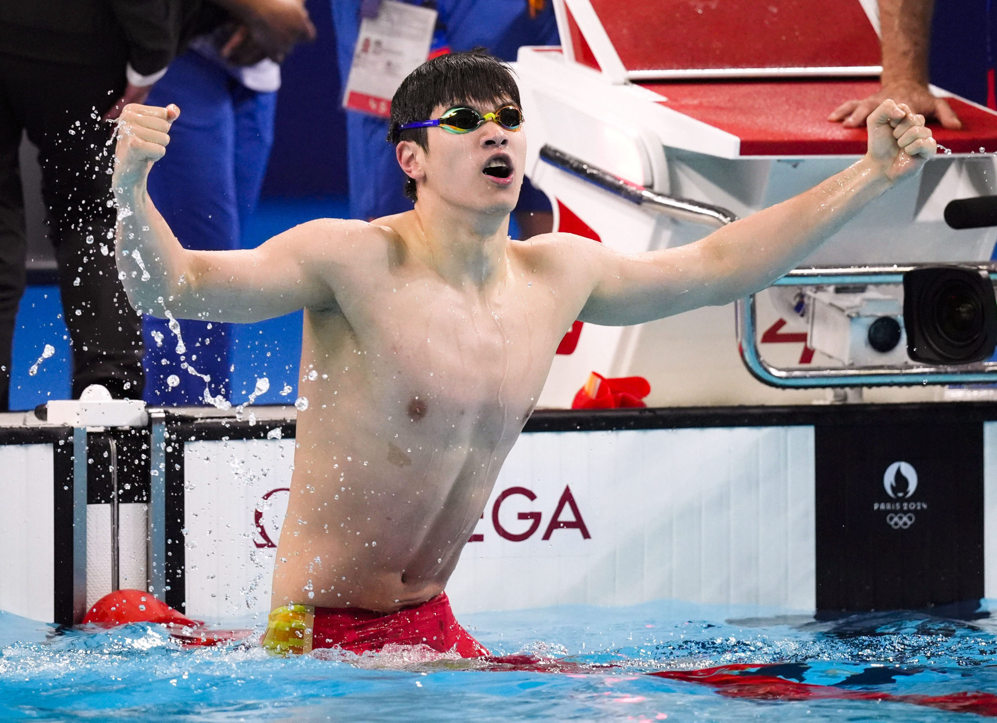 Pan Zhanle set a new world record in the 100m freestyle at 46.40 seconds. Photo: Kyodo